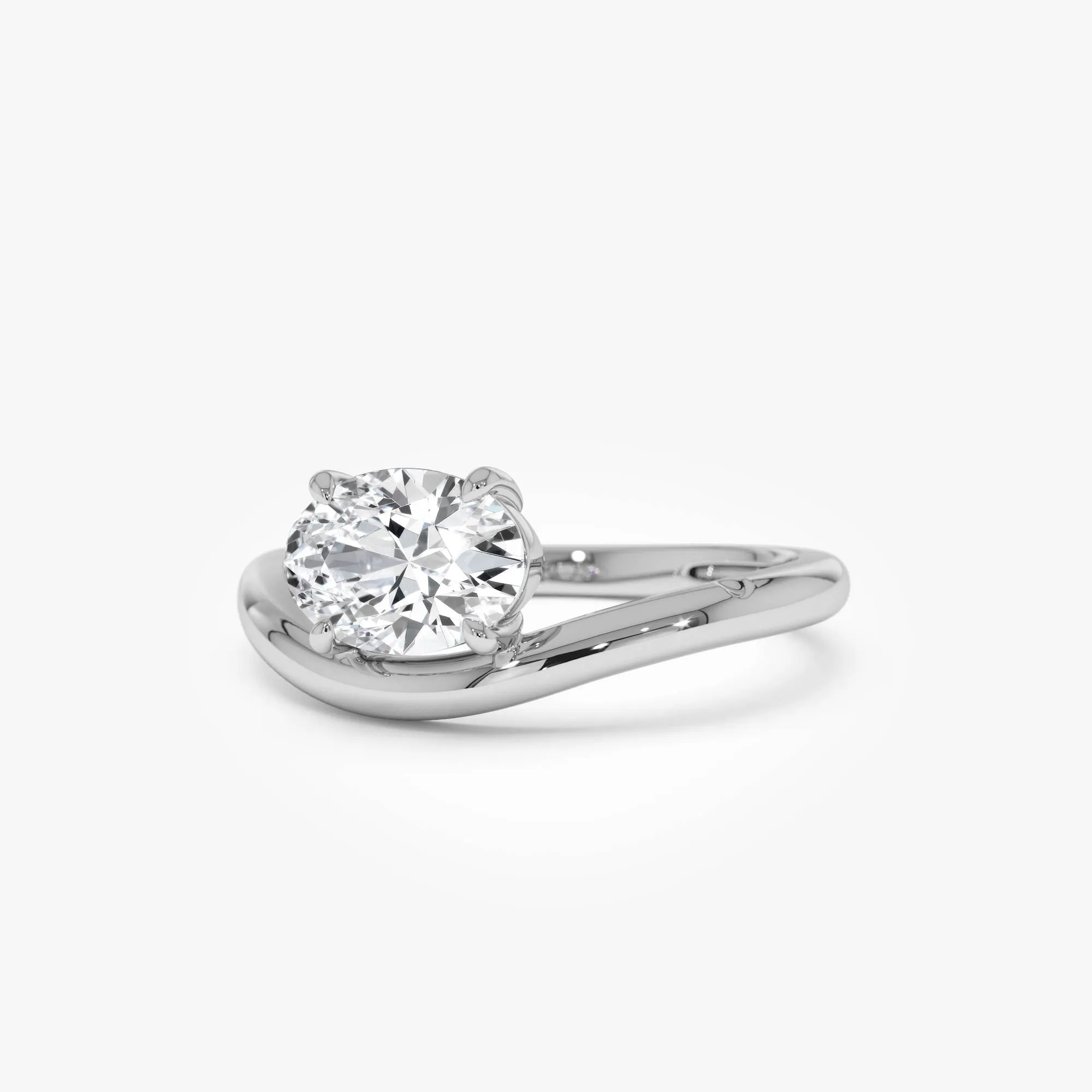 1 ctw Oval Shaped Lab Grown Contemporary Diamond Engagement Ring - Image 5