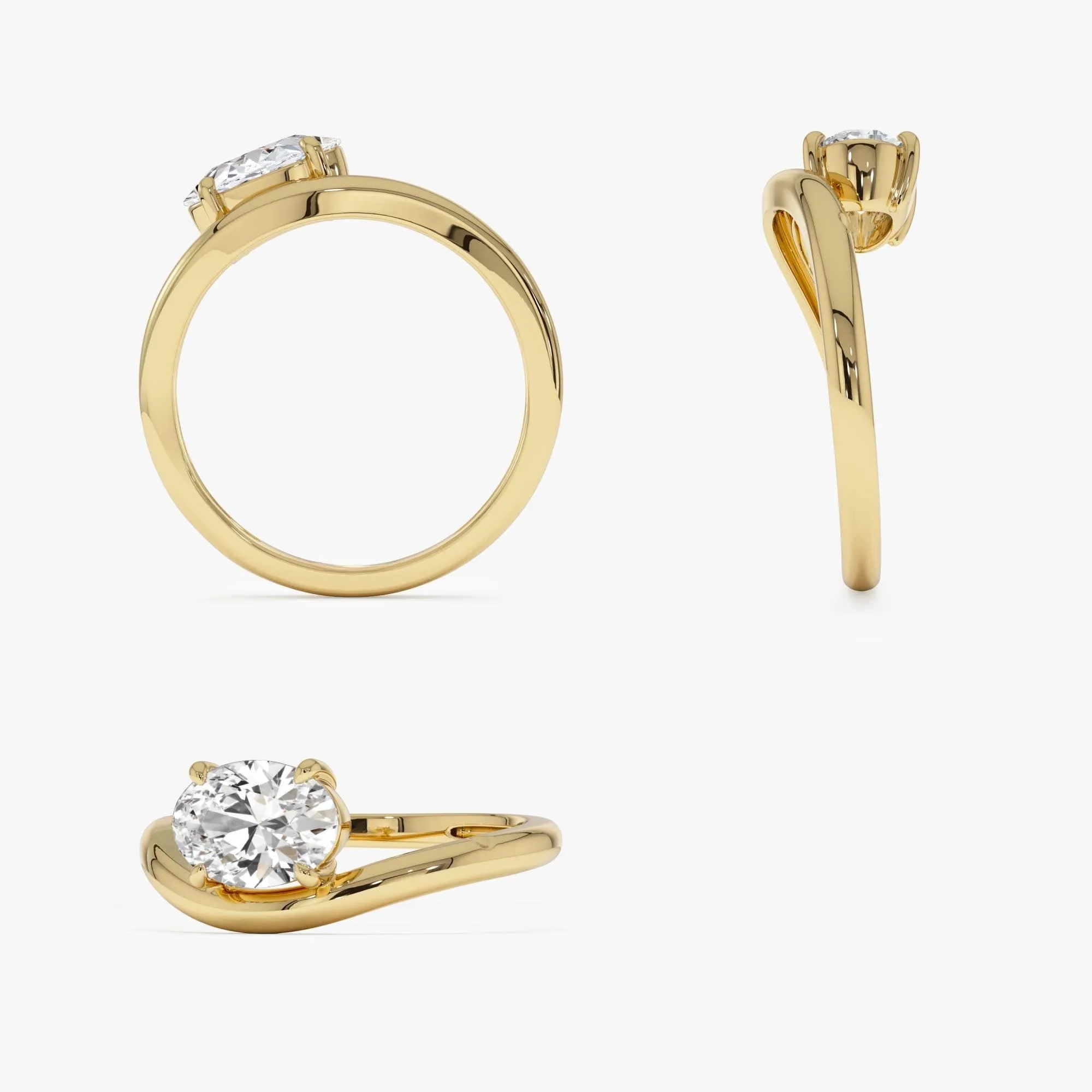 1 ctw Oval Shaped Lab Grown Contemporary Diamond Engagement Ring - Image 7