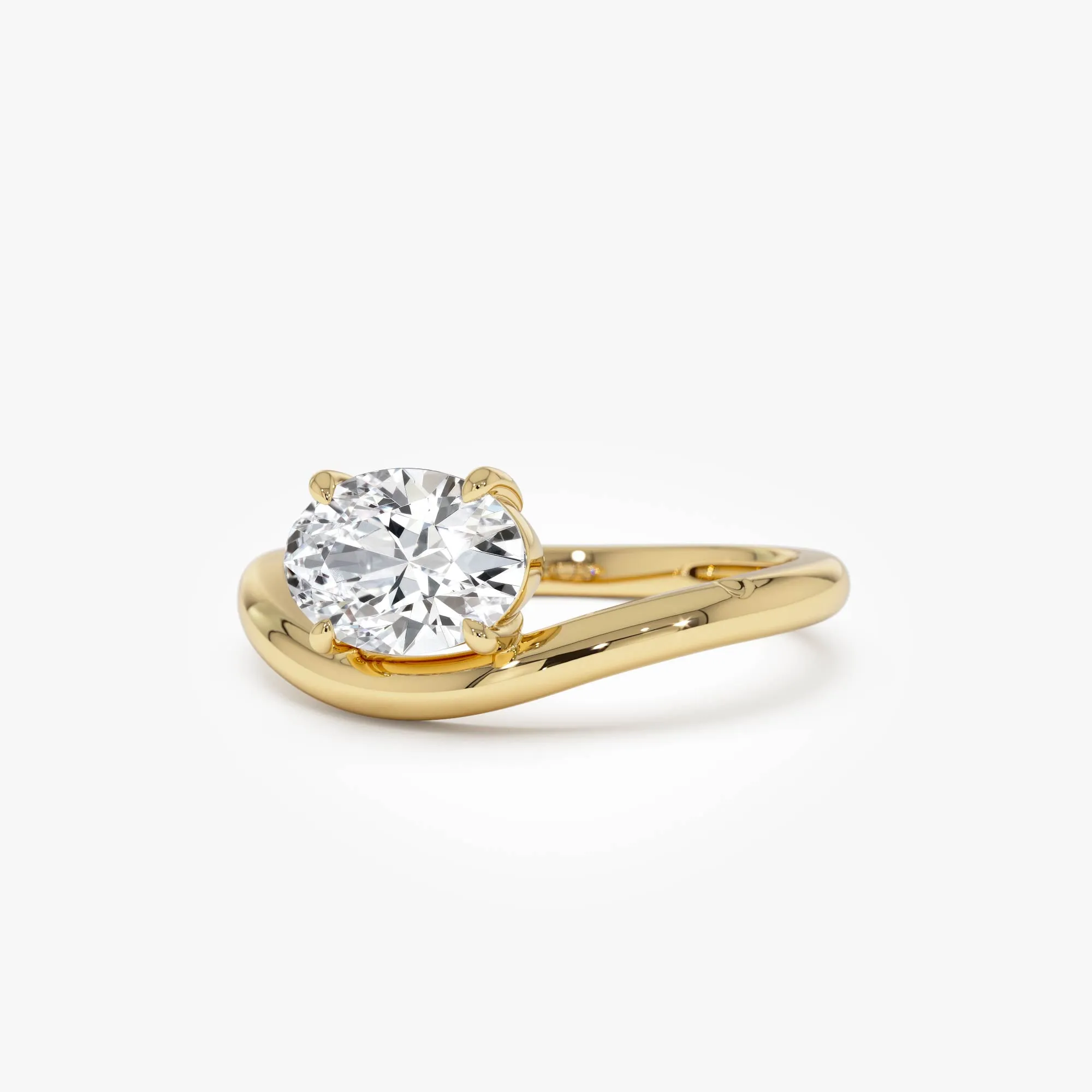 1 ctw Oval Shaped Lab Grown Contemporary Diamond Engagement Ring