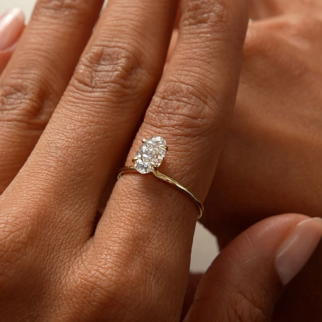 1.00 Ctw Oval Shaped Lab Grown Diamond Elevated Basket Solitaire Ring - Image 2
