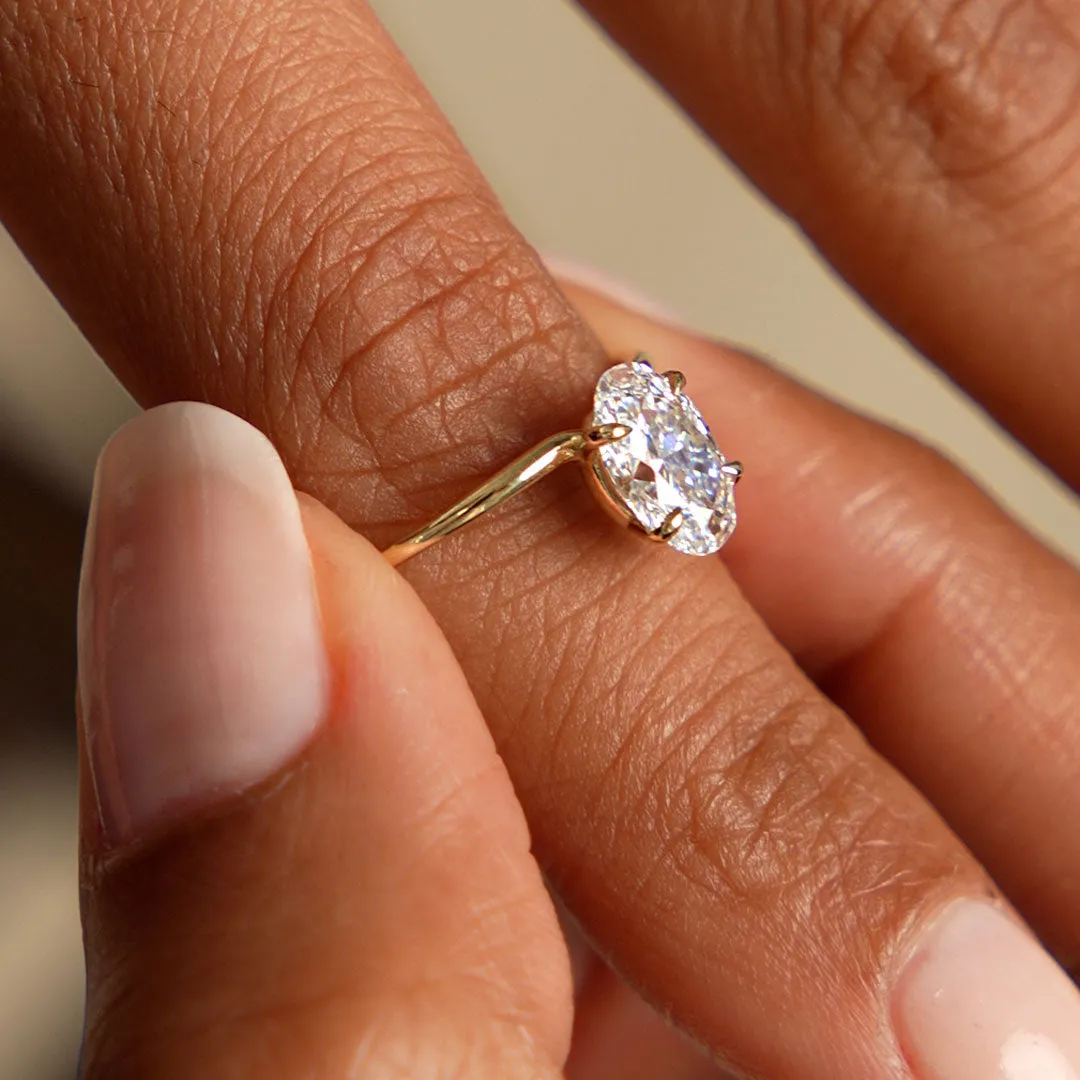 1.00 Ctw Oval Shaped Lab Grown Diamond Elevated Basket Solitaire Ring - Image 4