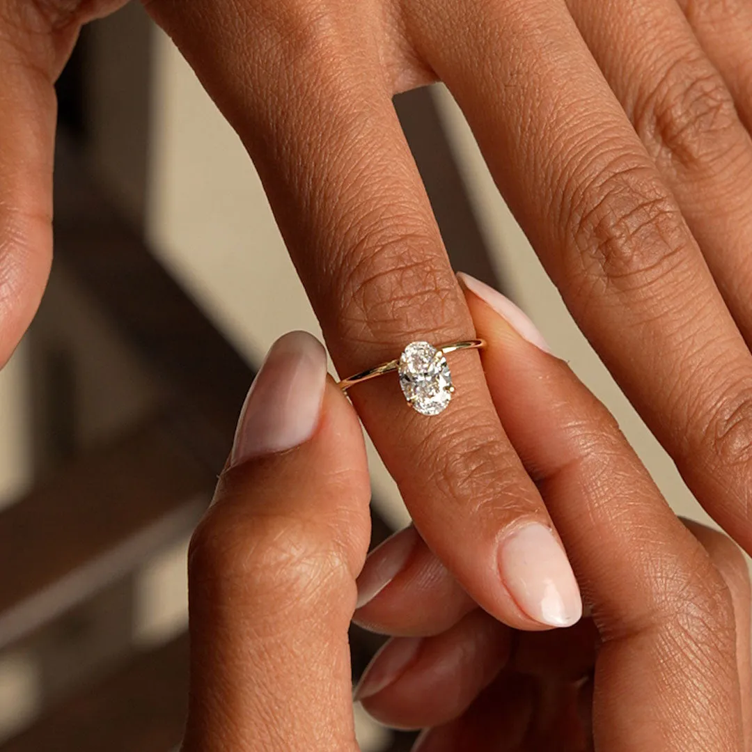 1.00 Ctw Oval Shaped Lab Grown Diamond Elevated Basket Solitaire Ring - Image 5