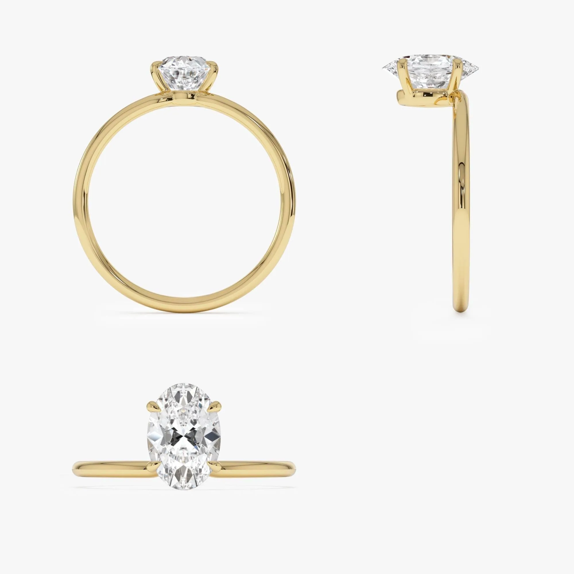 1.00 Ctw Oval Shaped Lab Grown Diamond Elevated Basket Solitaire Ring - Image 9