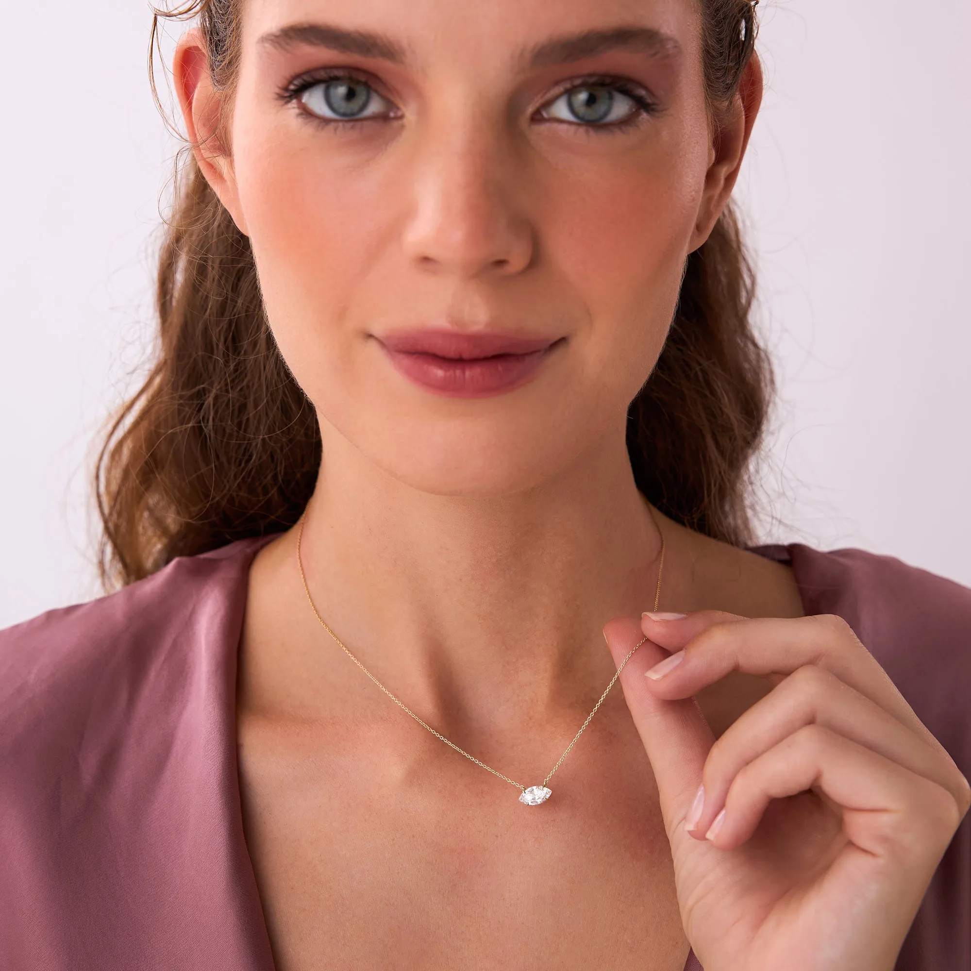 1.00 Ctw Prong Setting Marquise Shape Lab Grown Diamond Solitaire Necklace - Image 7