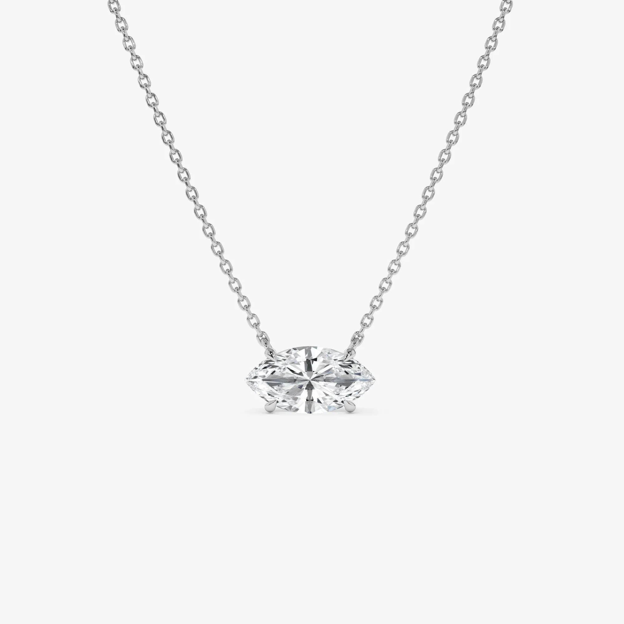 1.00 Ctw Prong Setting Marquise Shape Lab Grown Diamond Solitaire Necklace - Image 2