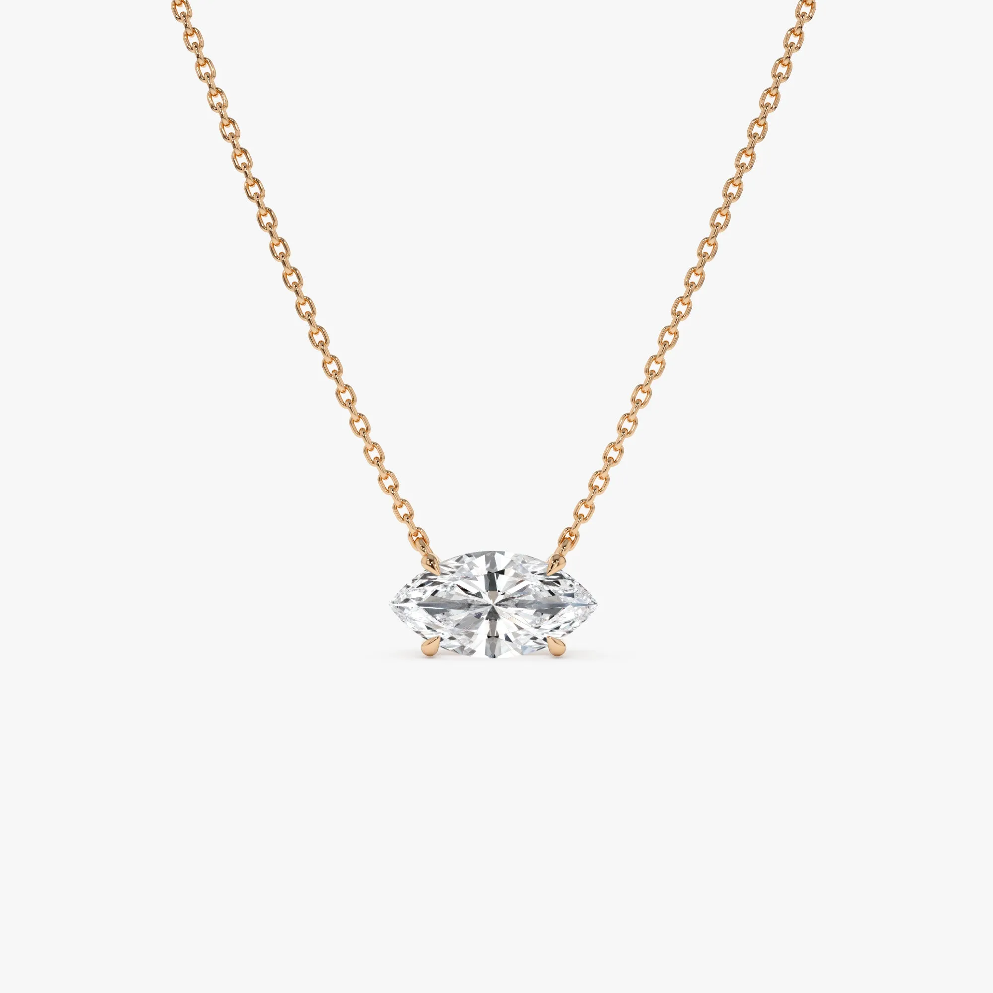 1.00 Ctw Prong Setting Marquise Shape Lab Grown Diamond Solitaire Necklace - Image 3
