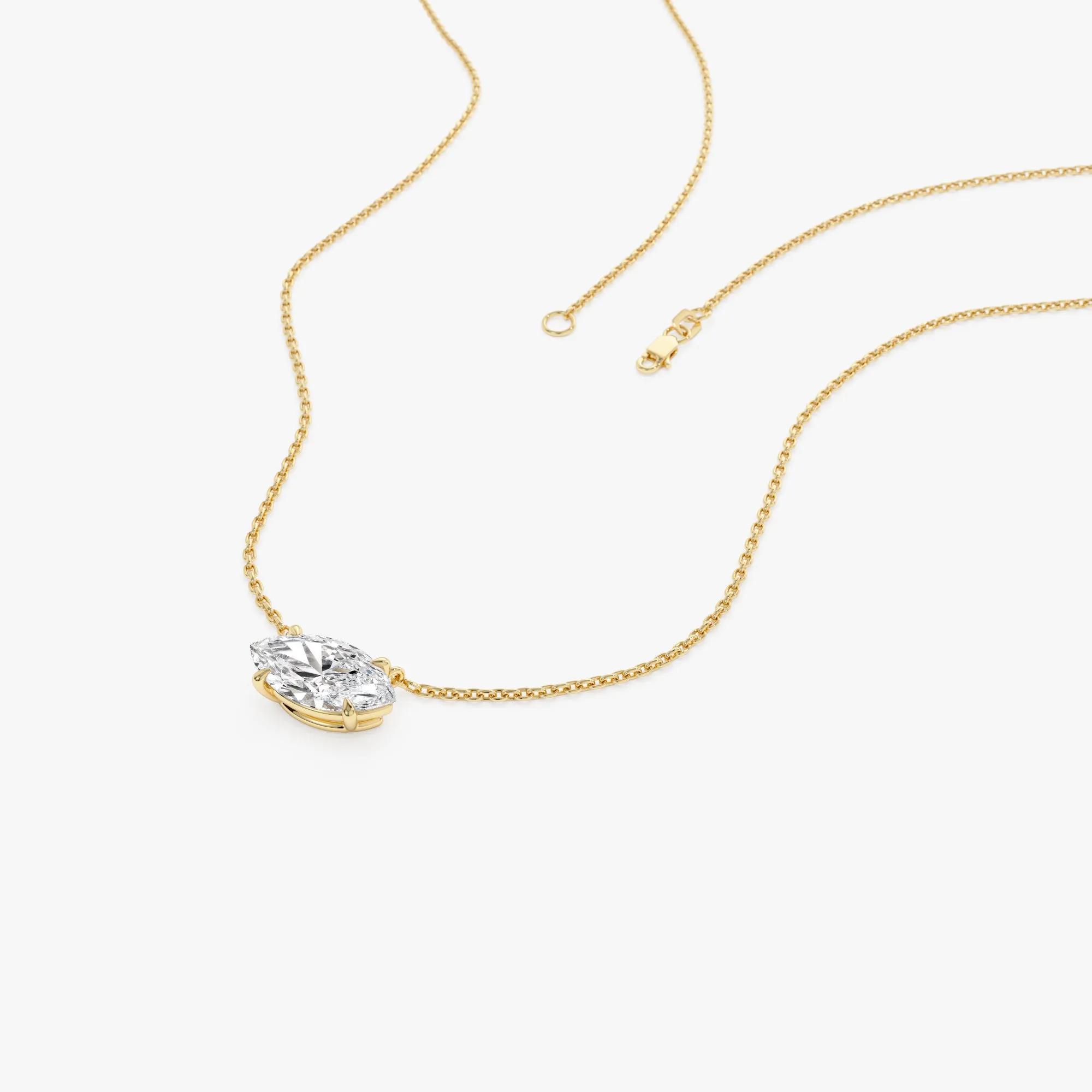 1.00 Ctw Prong Setting Marquise Shape Lab Grown Diamond Solitaire Necklace - Image 4