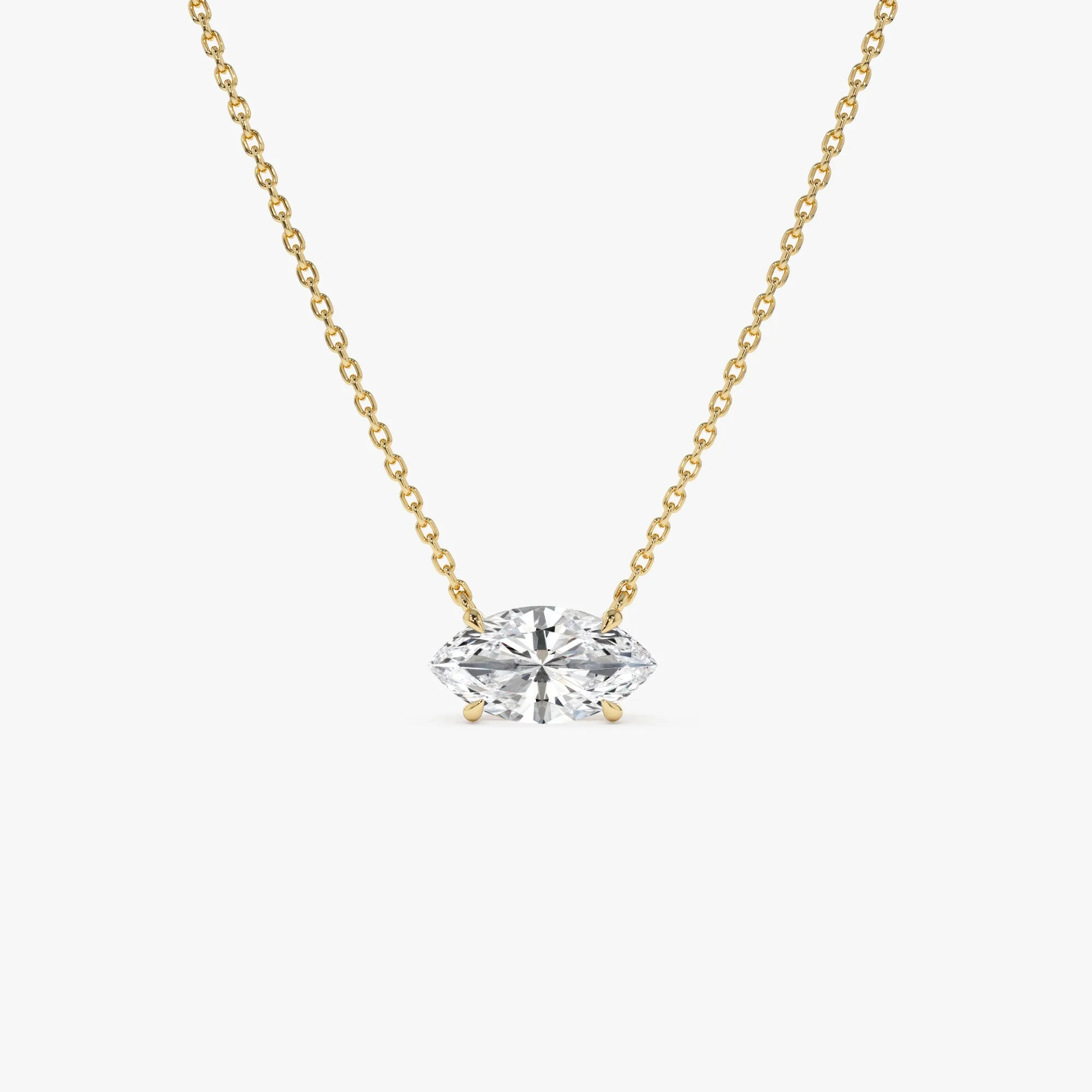 1.00 Ctw Prong Setting Marquise Shape Lab Grown Diamond Solitaire Necklace