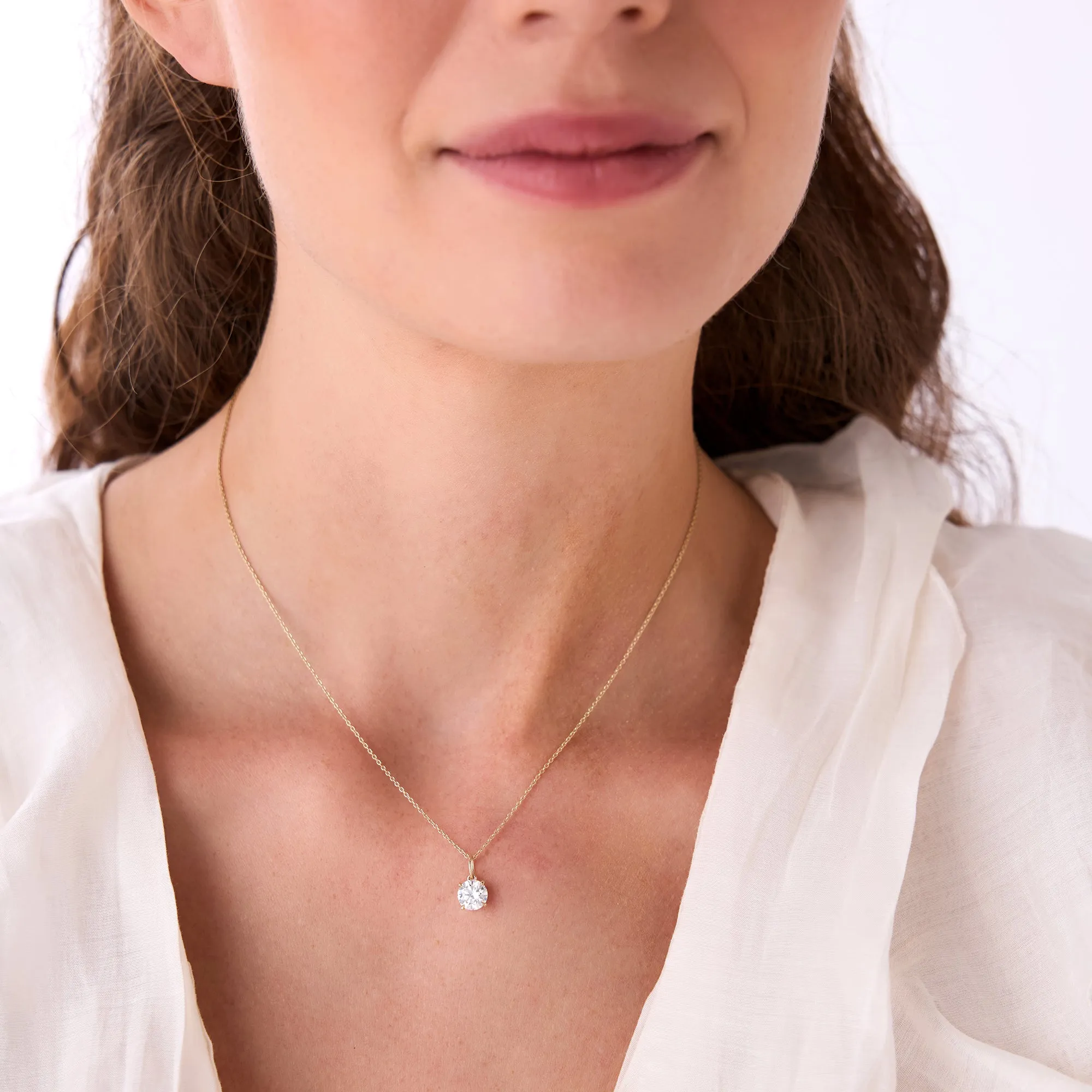 1.00 Ctw Round Solitaire Lab Grown Diamond Classic Charm Necklace - Image 2