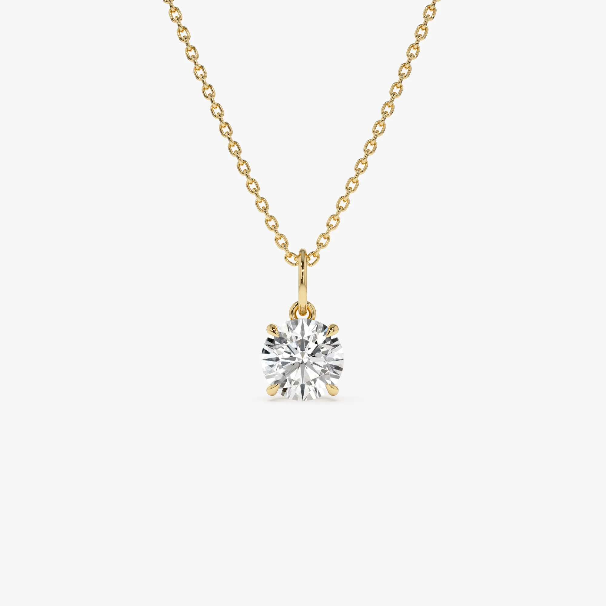 1.00 Ctw Round Solitaire Lab Grown Diamond Classic Charm Necklace