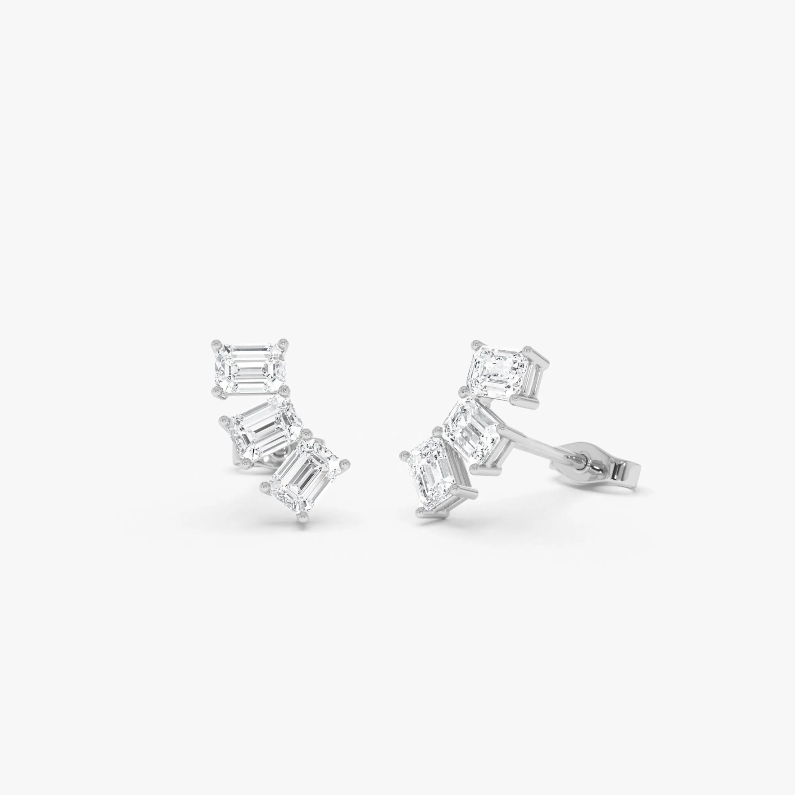 1.20 Ctw Lab Grown Emerald Cut Diamond Stud Earrings - Image 2