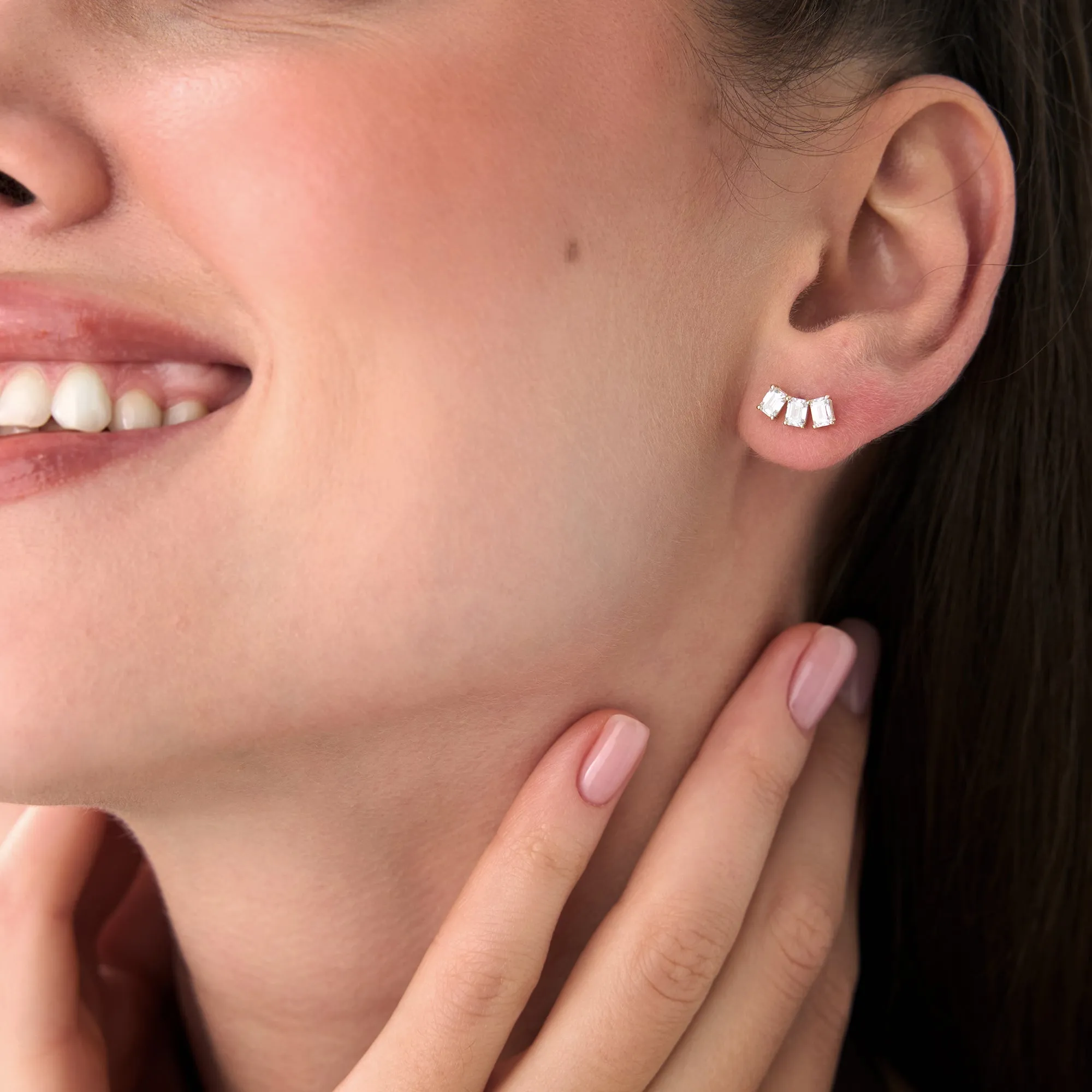 1.20 Ctw Lab Grown Emerald Cut Diamond Stud Earrings - Image 8