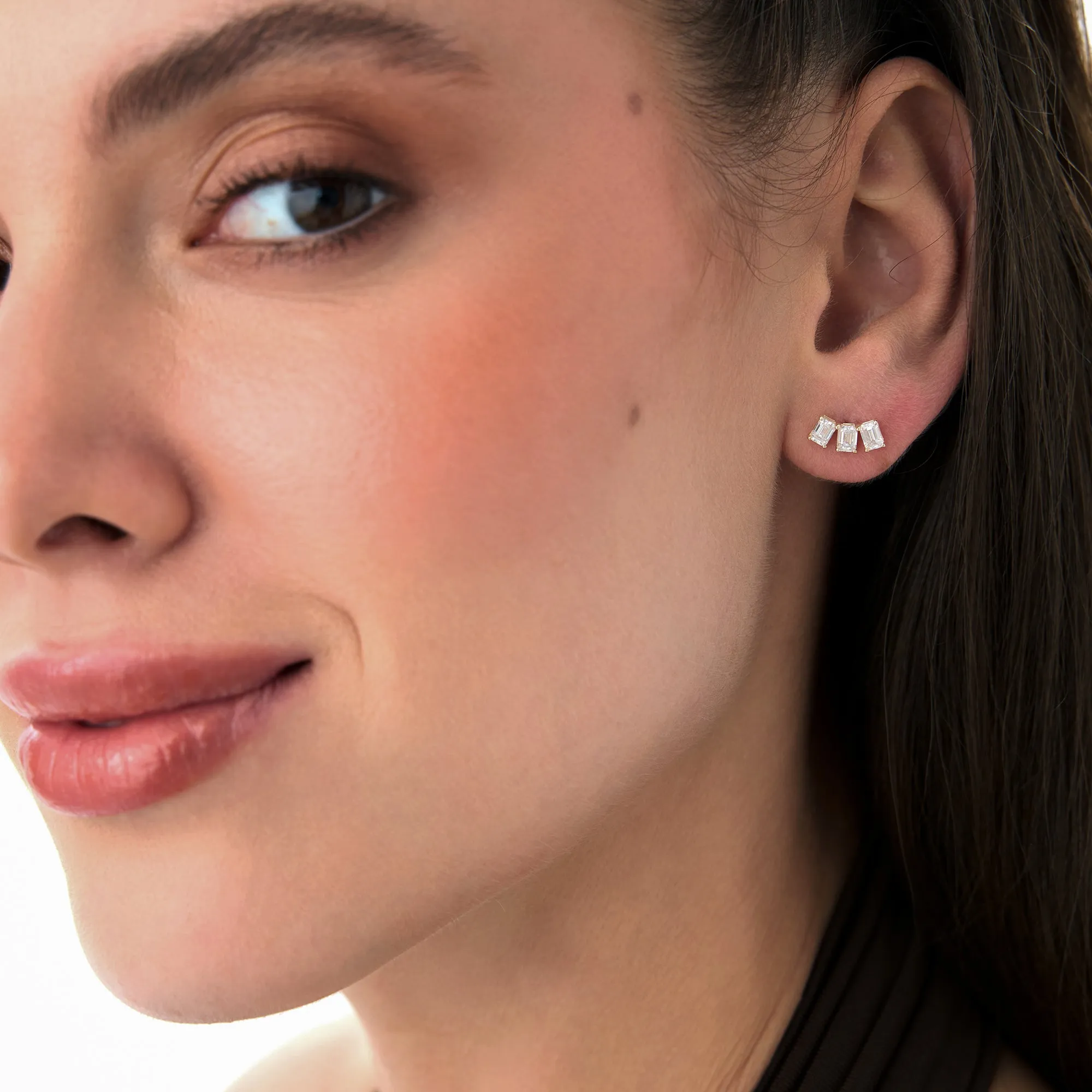 1.20 Ctw Lab Grown Emerald Cut Diamond Stud Earrings - Image 7