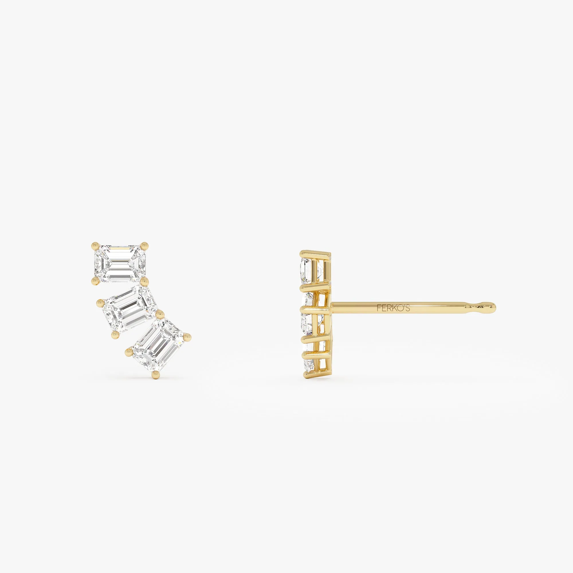 1.20 Ctw Lab Grown Emerald Cut Diamond Stud Earrings - Image 6