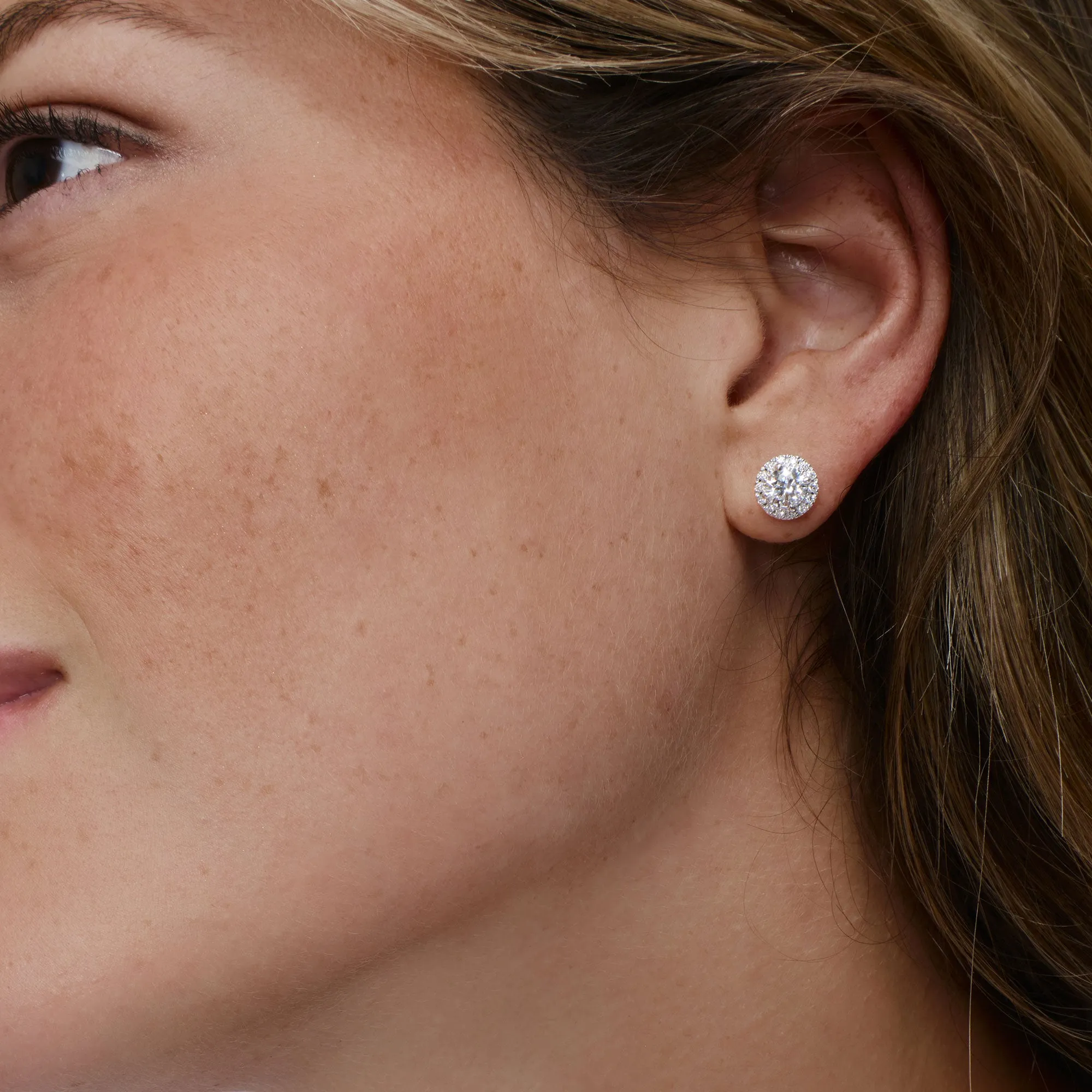1.30 ctw Round Lab Grown Diamond Halo Stud Earrings
