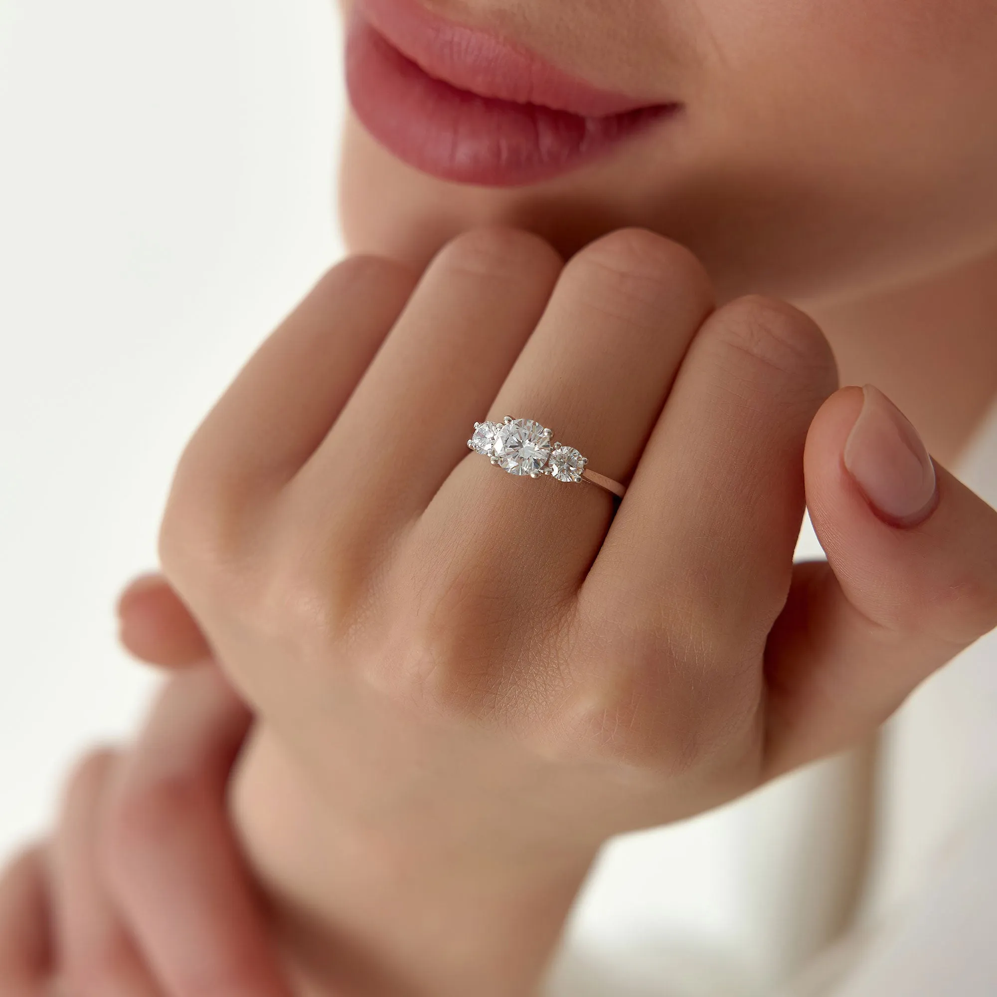 1.50 ctw Round Lab Grown Diamond Three Stone Engagement Ring - Image 2