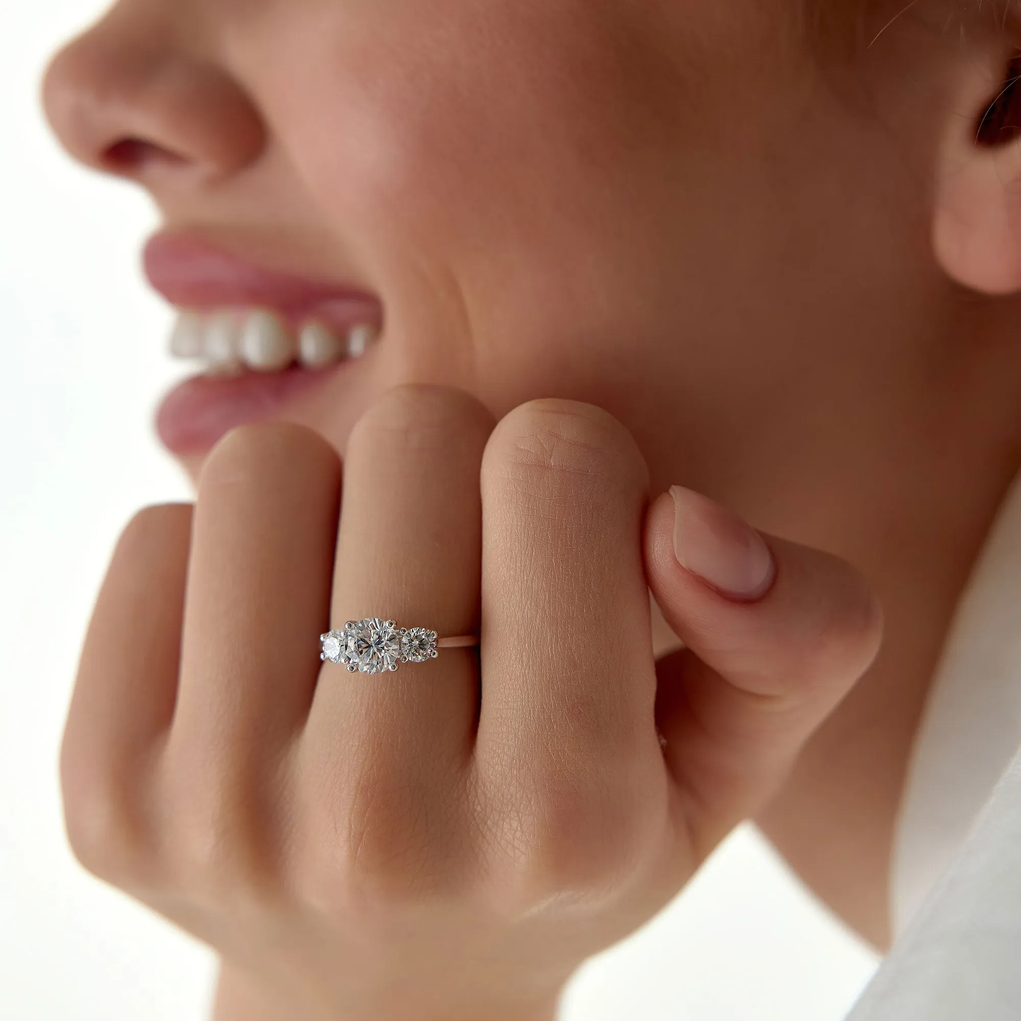 1.50 ctw Round Lab Grown Diamond Three Stone Engagement Ring - Image 3