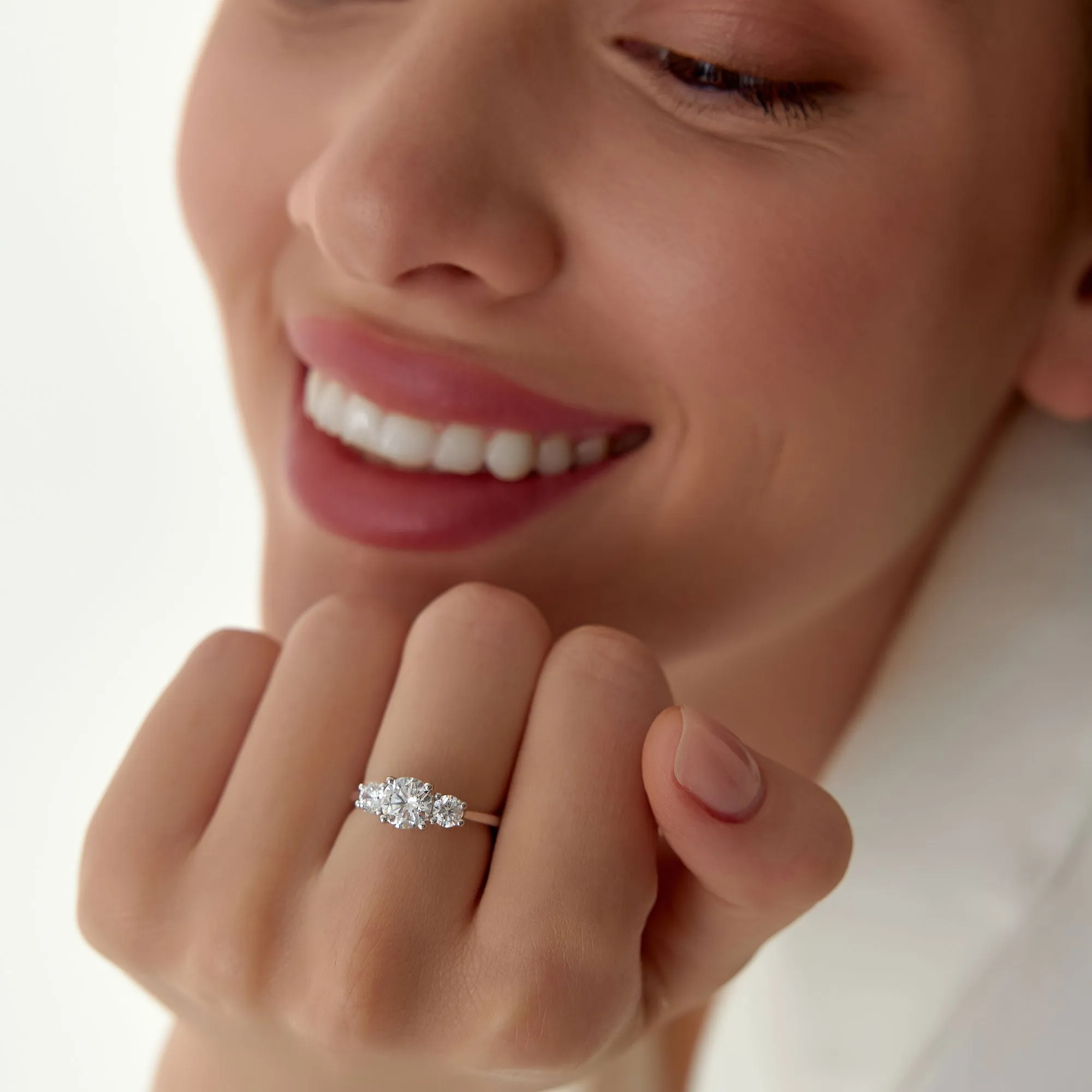 1.50 ctw Round Lab Grown Diamond Three Stone Engagement Ring - Image 5