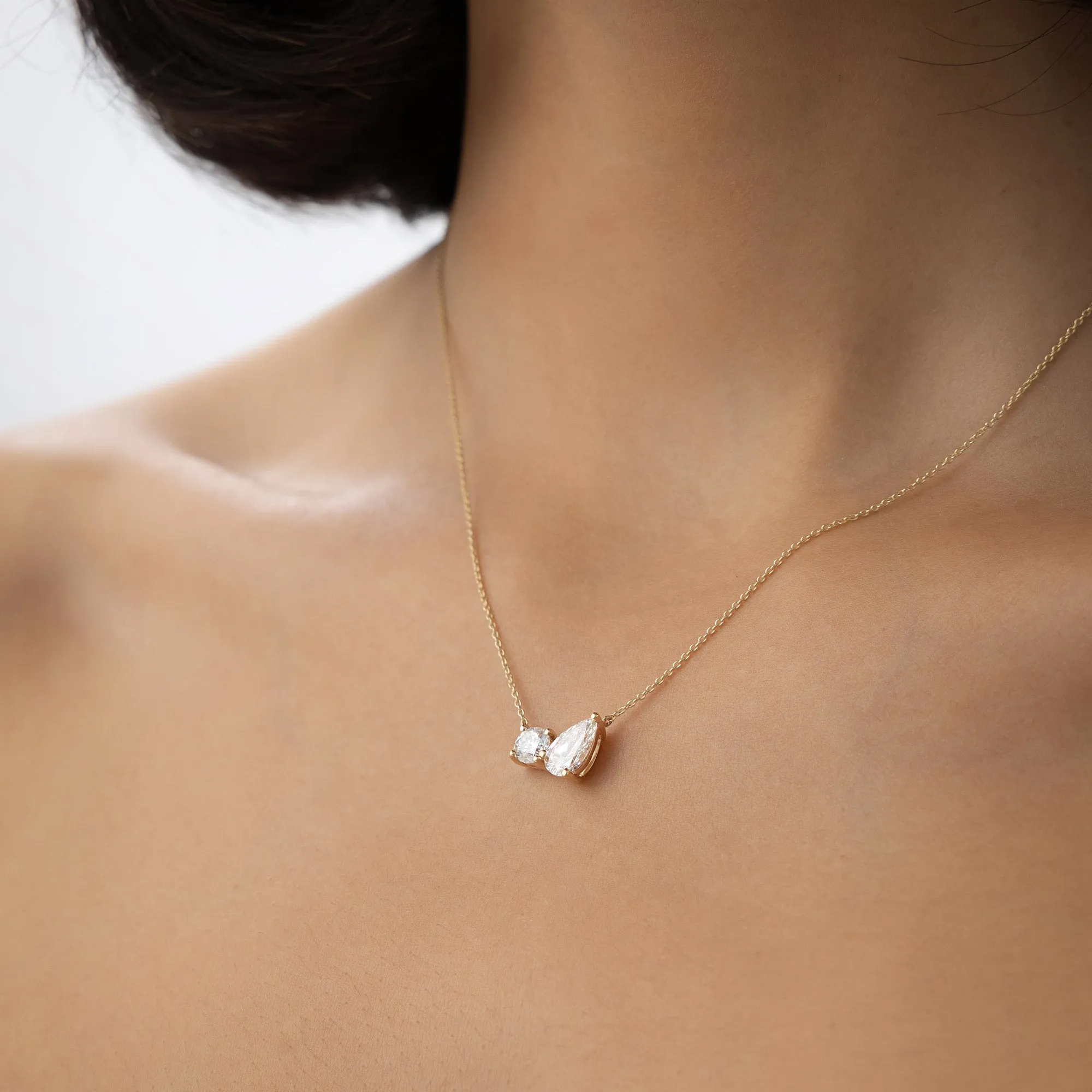 1.55 ctw Pear Shaped and Round Lab Grown Diamond Necklace - Image 6