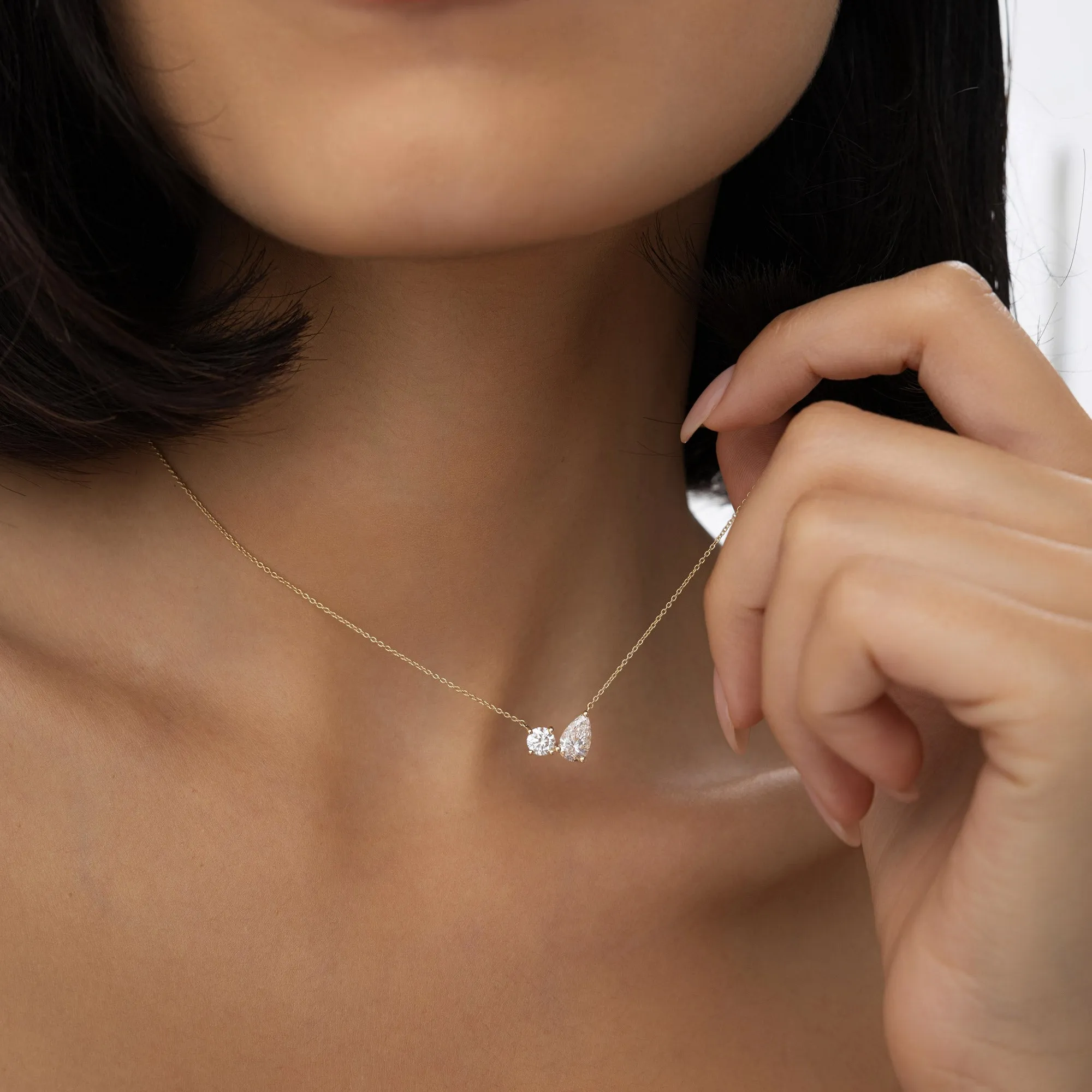 1.55 ctw Pear Shaped and Round Lab Grown Diamond Necklace - Image 7