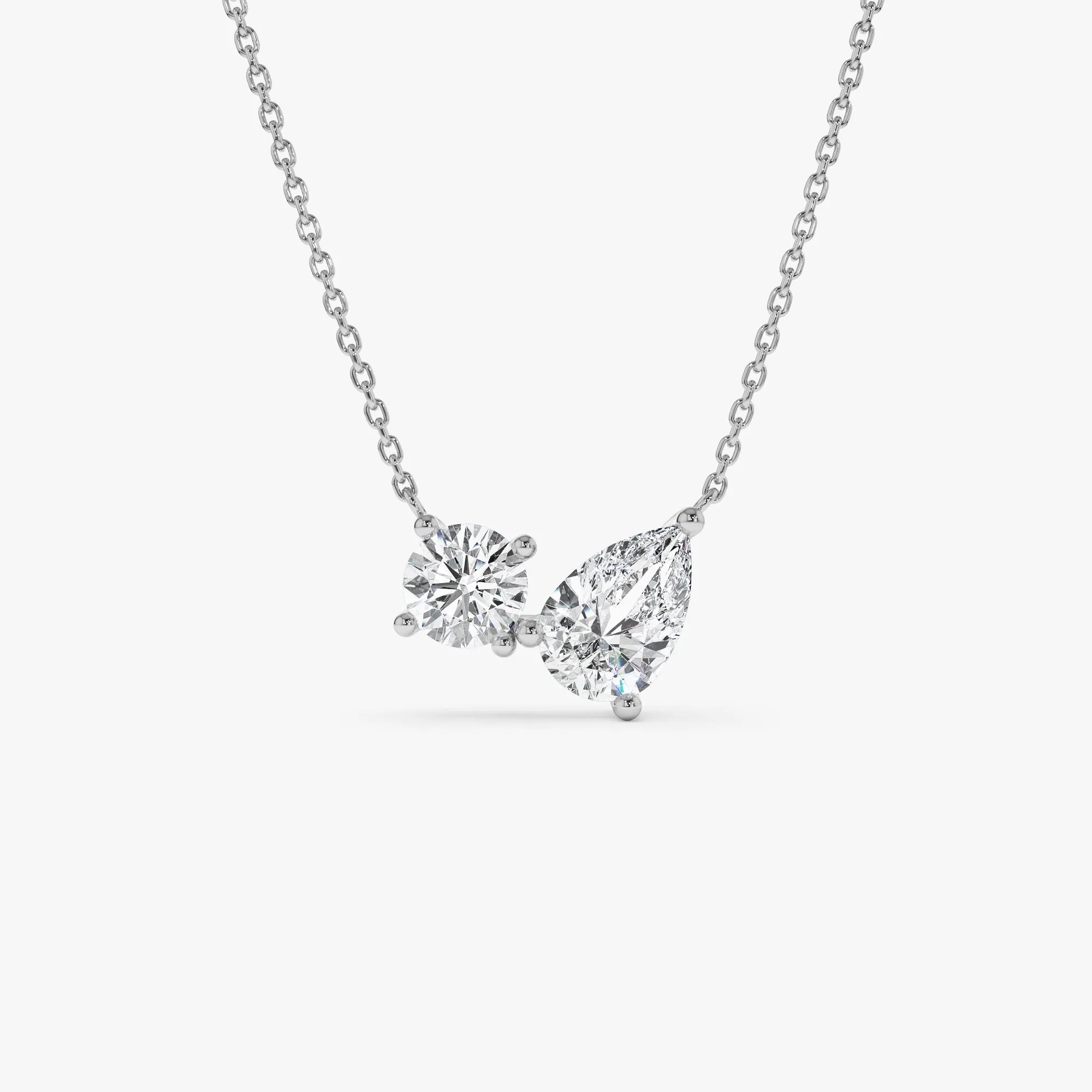 1.55 ctw Pear Shaped and Round Lab Grown Diamond Necklace - Image 2