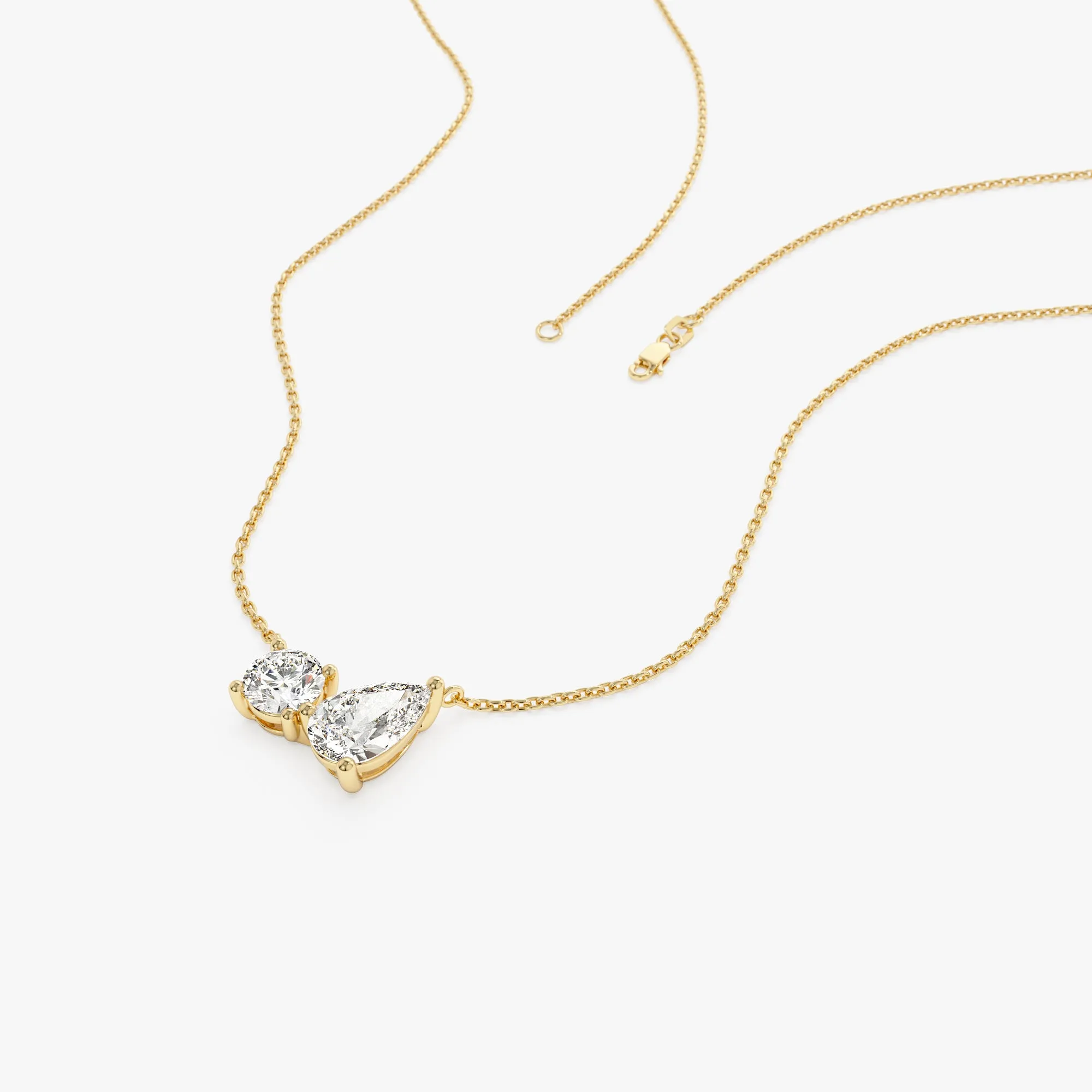 1.55 ctw Pear Shaped and Round Lab Grown Diamond Necklace - Image 4