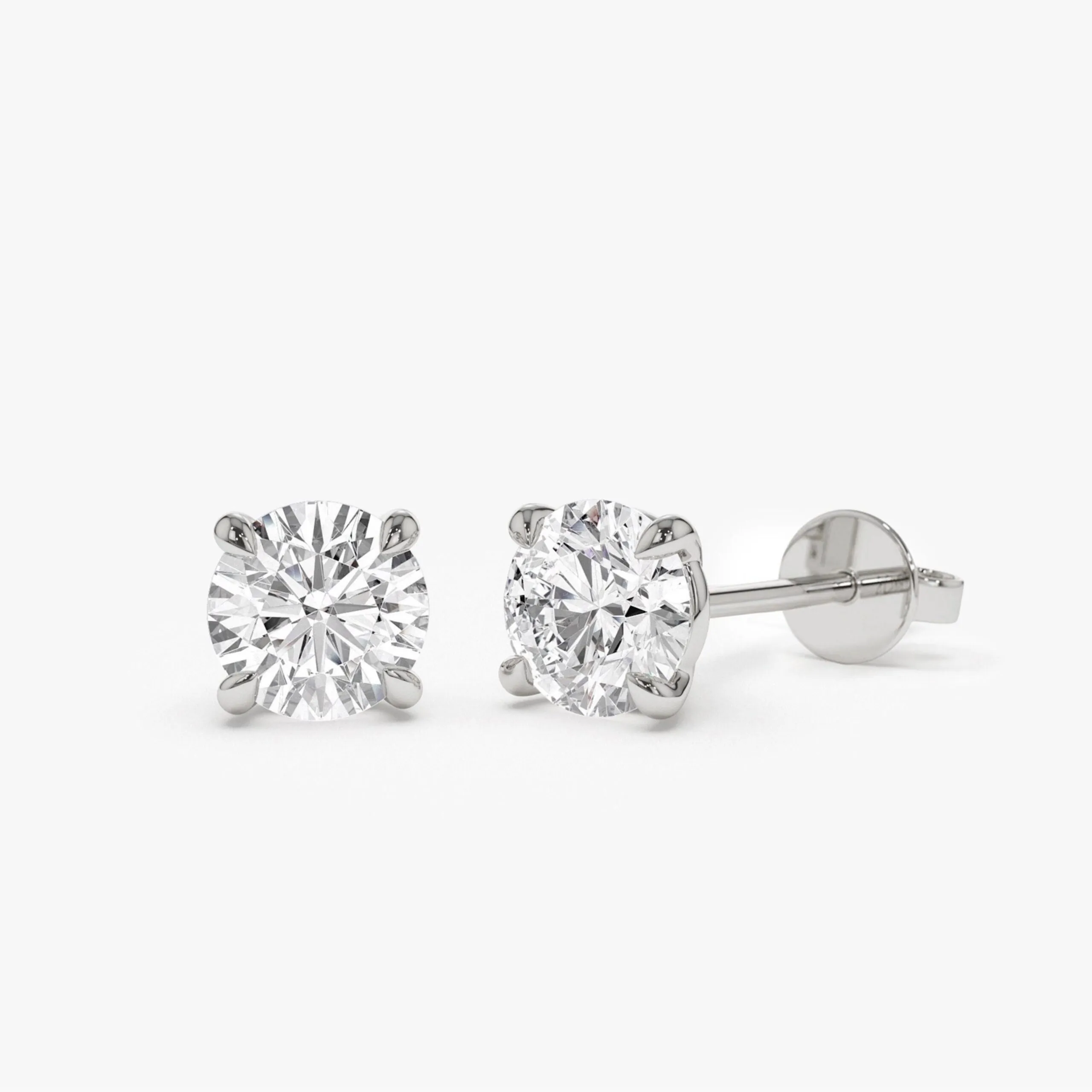 2.00 ctw Classic Four Prong Lab Grown Round Diamond Studs - Image 2
