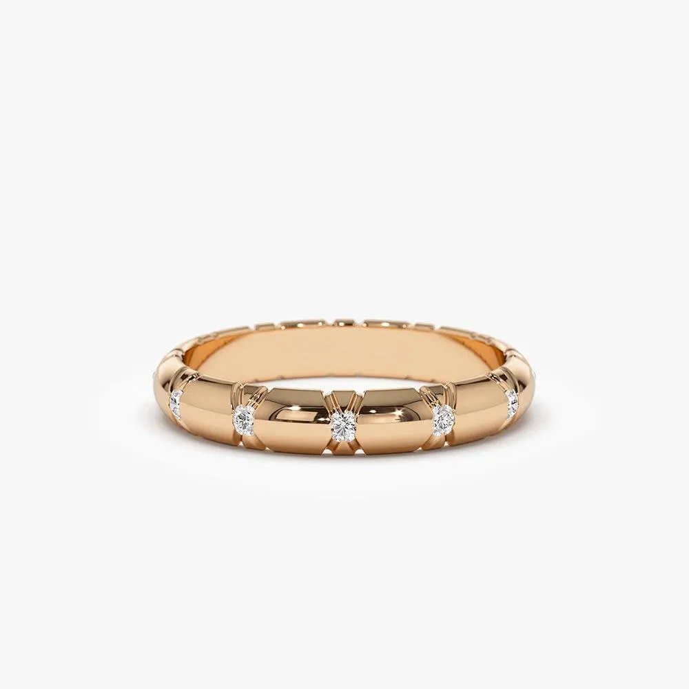 3MM Unique X Cut Design Diamond Wedding Ring - Image 4