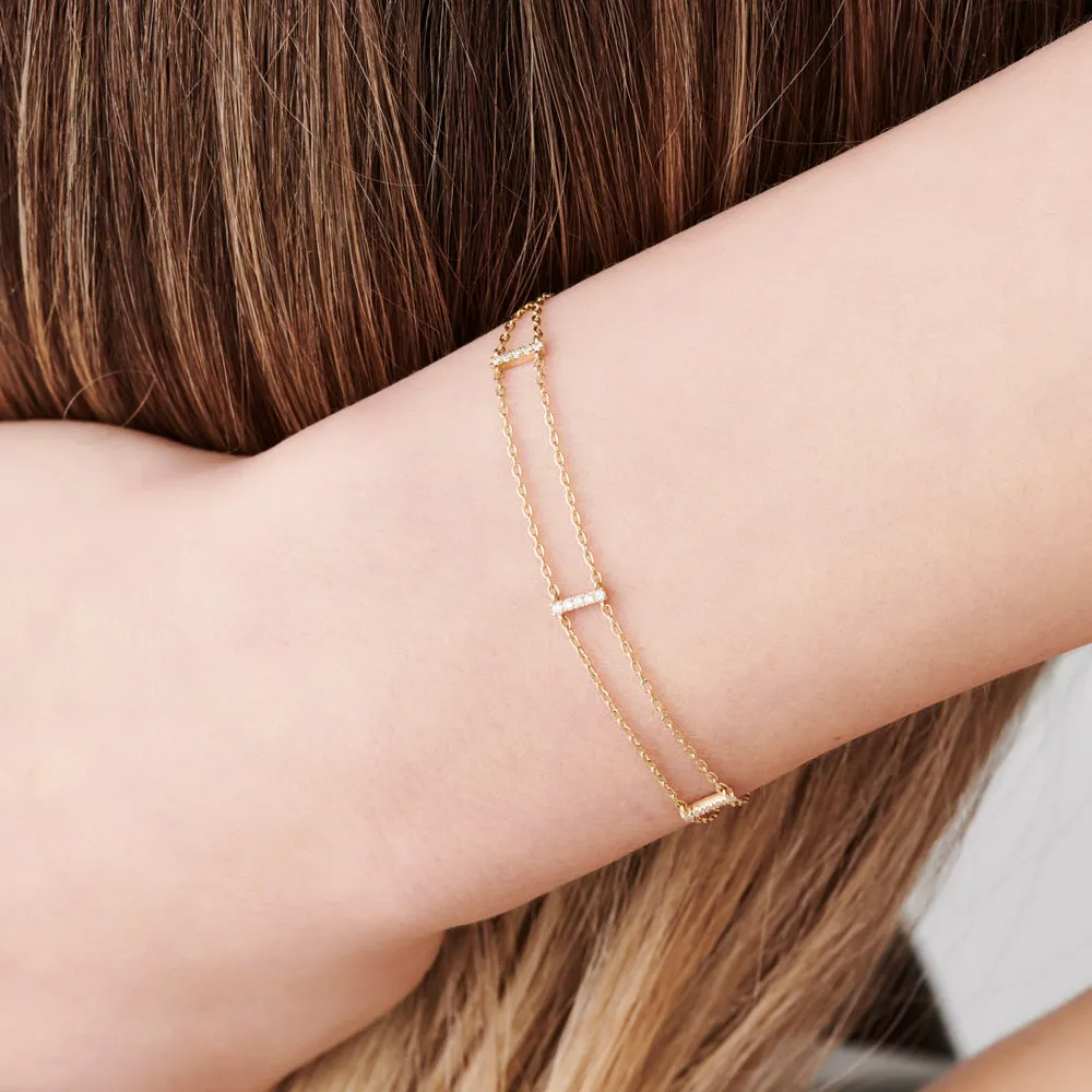 5 Station Diamond Bar Bracelet - Image 2