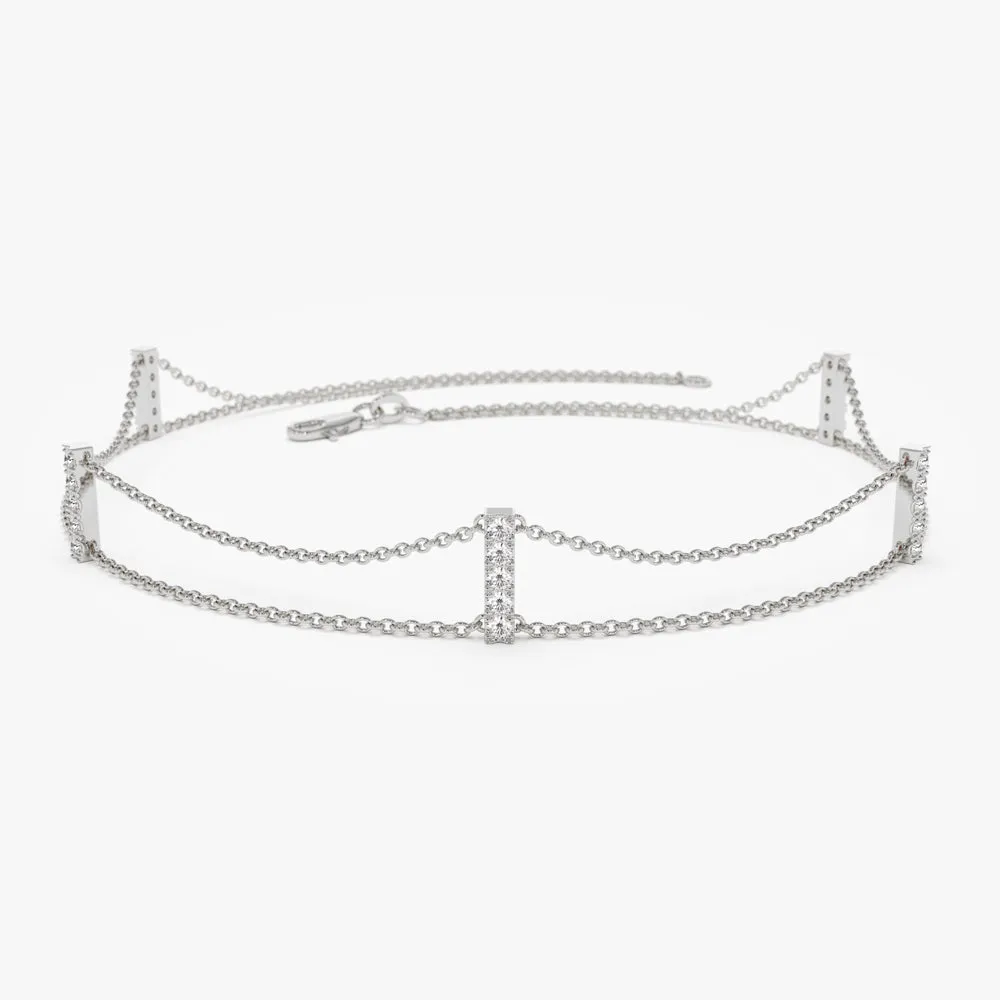 5 Station Diamond Bar Bracelet - Image 4
