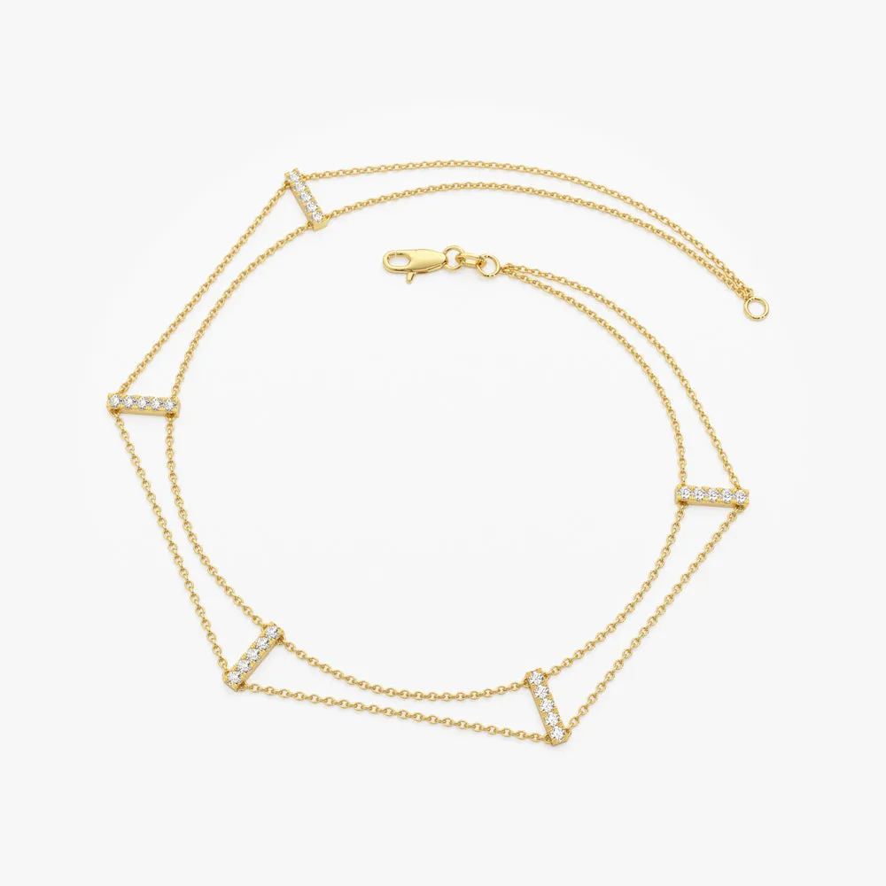 5 Station Diamond Bar Bracelet - Image 5