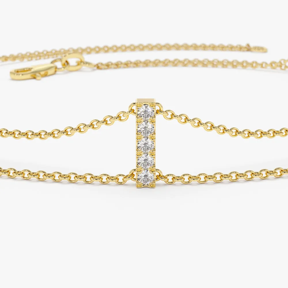 5 Station Diamond Bar Bracelet - Image 6