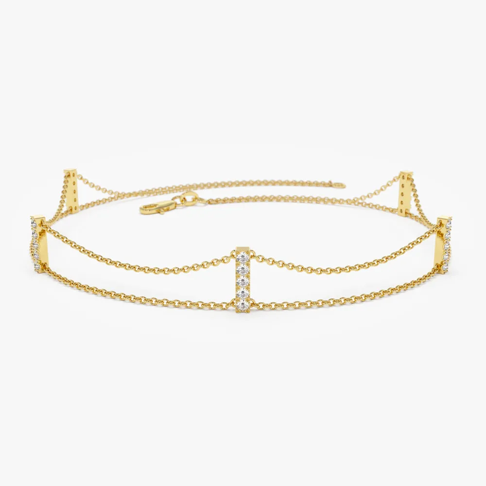 5 Station Diamond Bar Bracelet