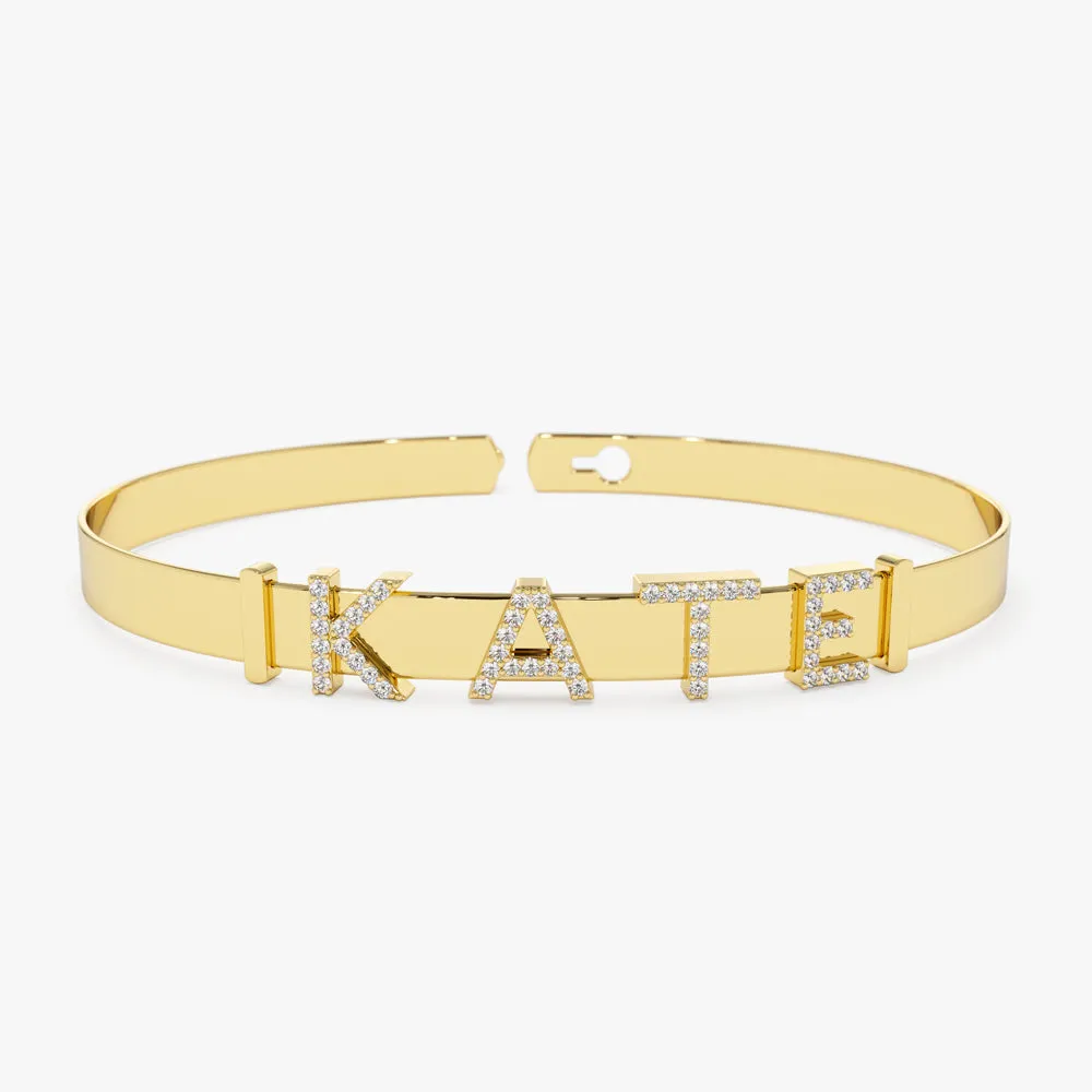 5Mm Sliding Diamond Initials Bangle
