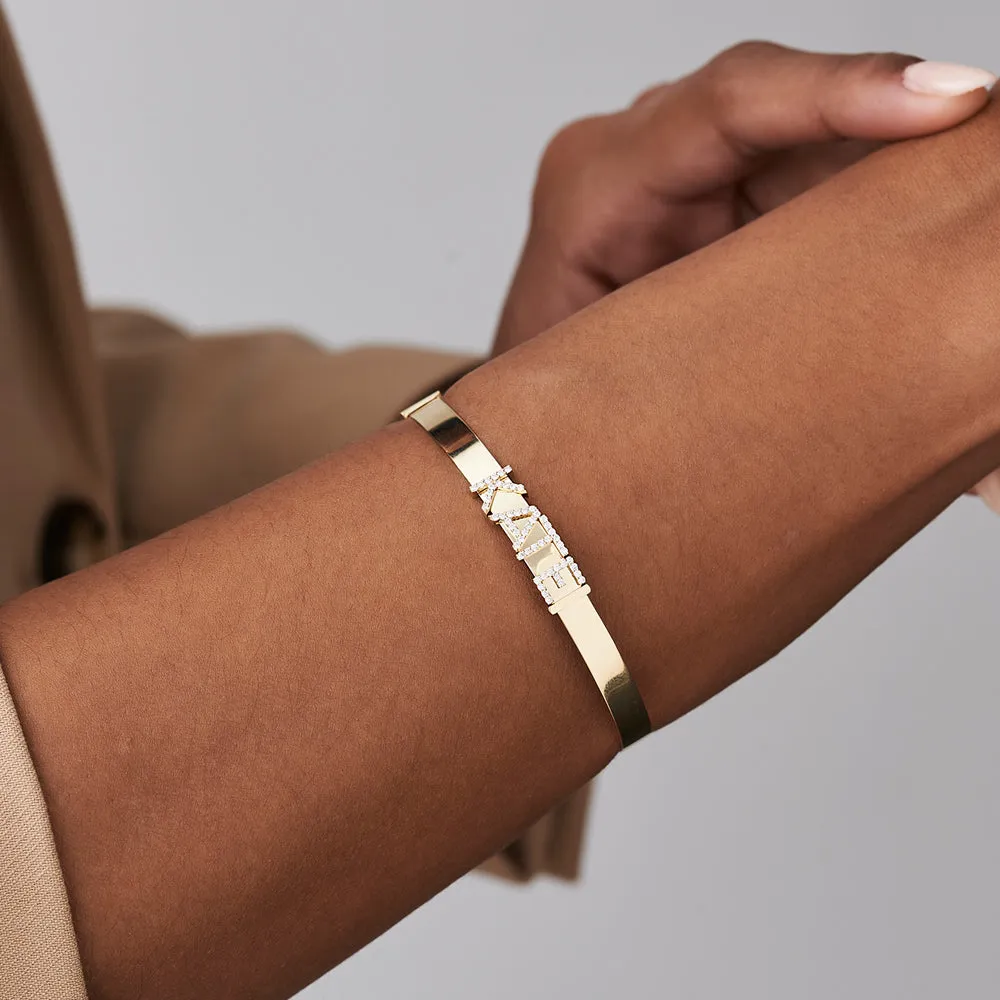 5Mm Sliding Diamond Initials Bangle - Image 4