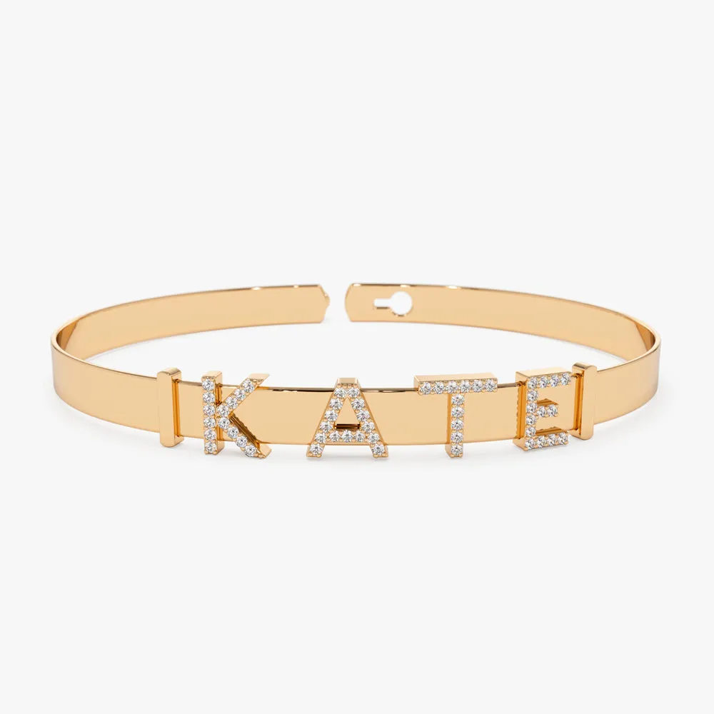 5Mm Sliding Diamond Initials Bangle - Image 5