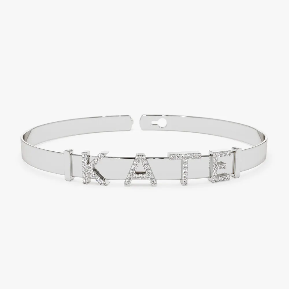 5Mm Sliding Diamond Initials Bangle - Image 6