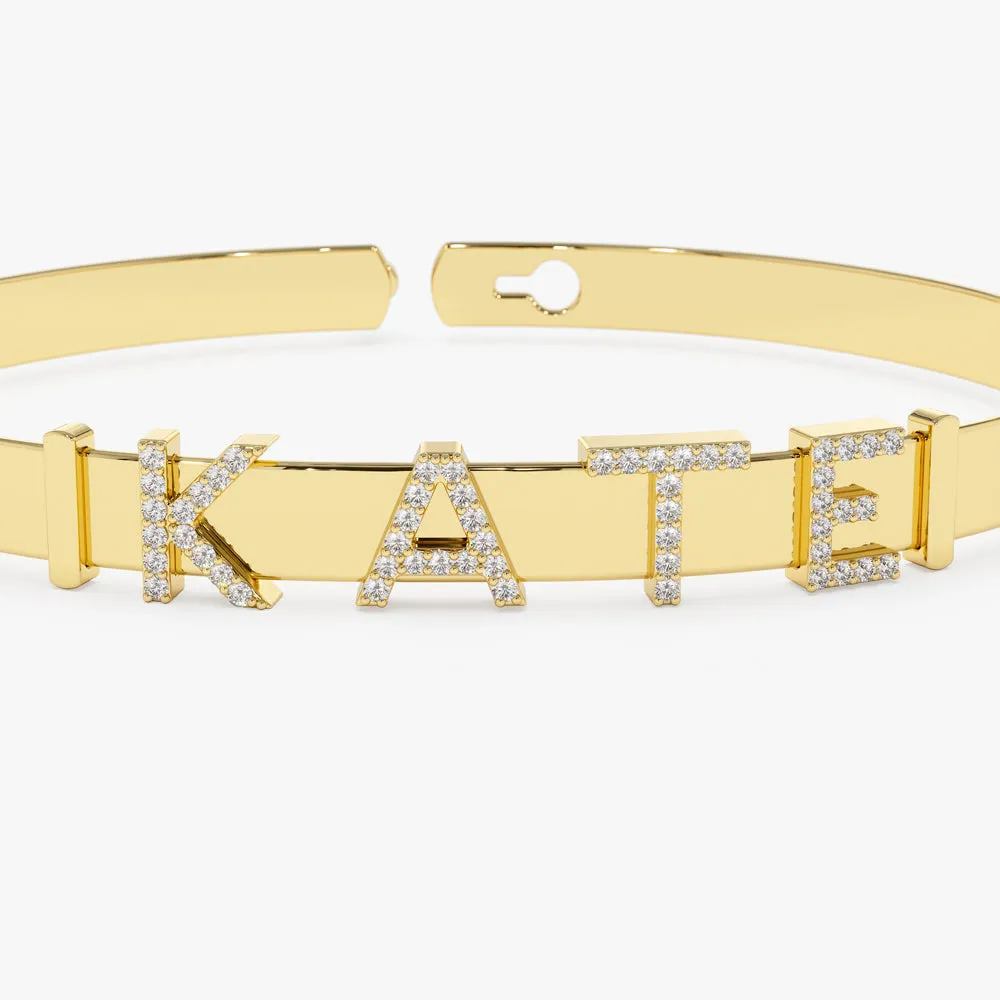 5Mm Sliding Diamond Initials Bangle - Image 7
