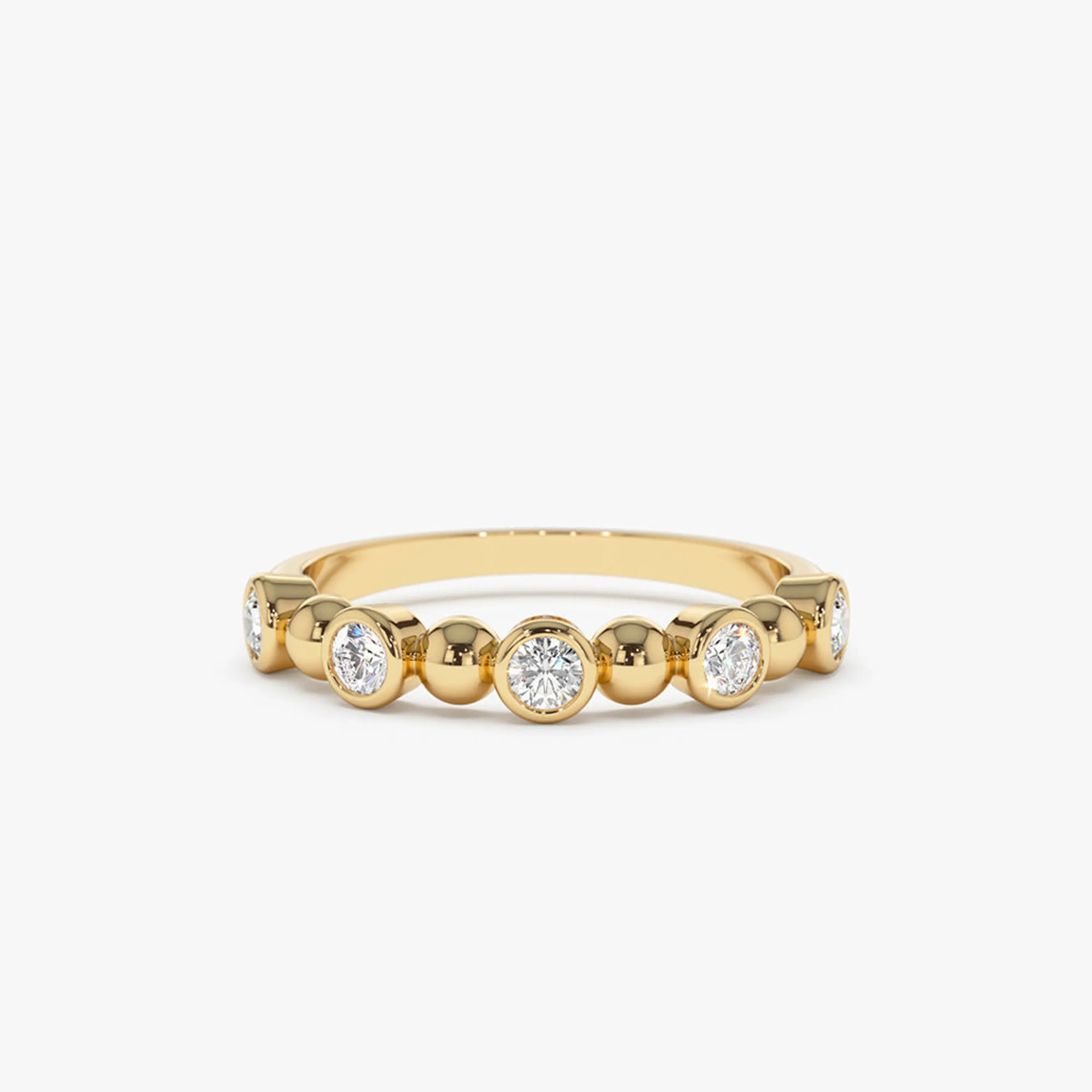 Alternating Beads Bezel Setting Diamond Ring