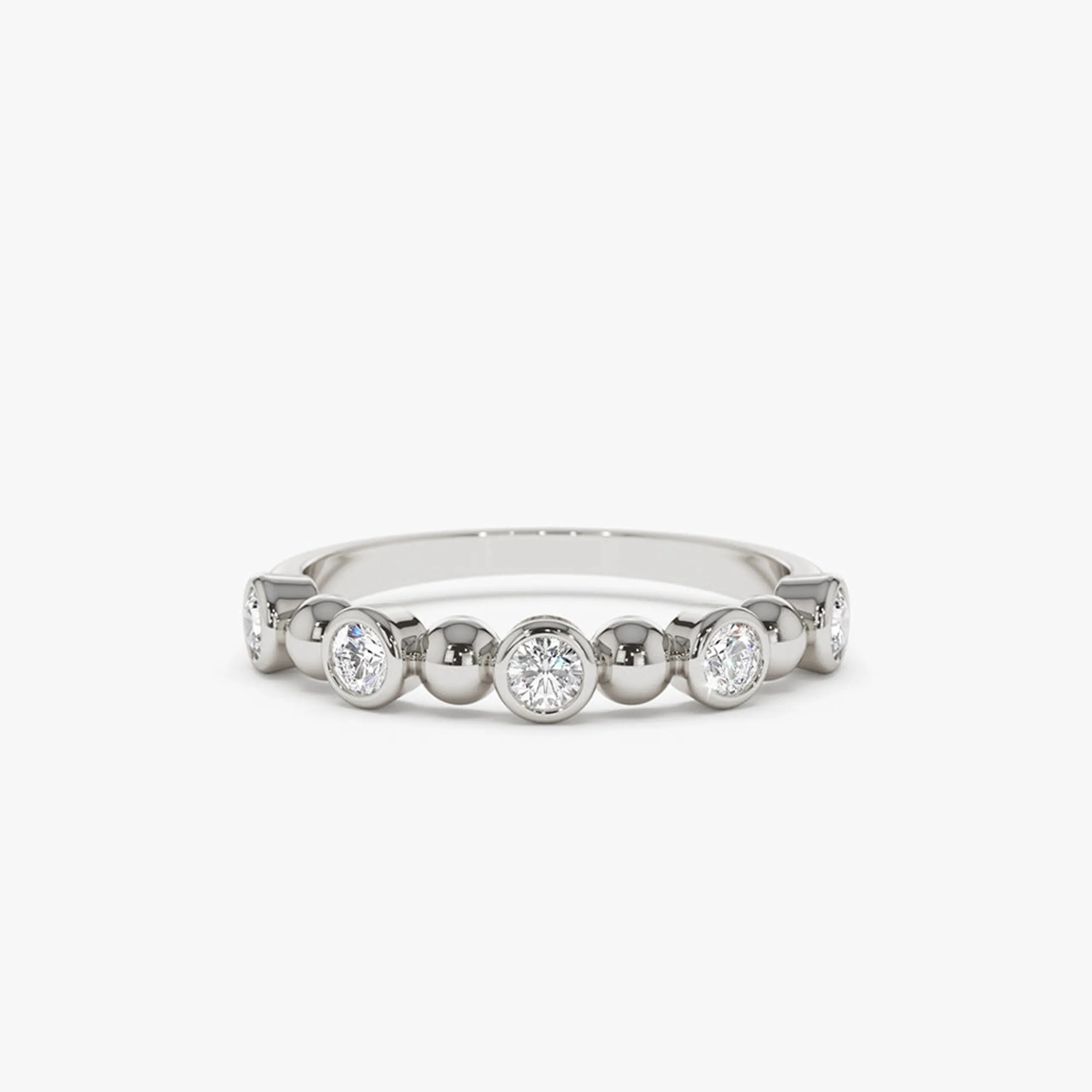 Alternating Beads Bezel Setting Diamond Ring - Image 2