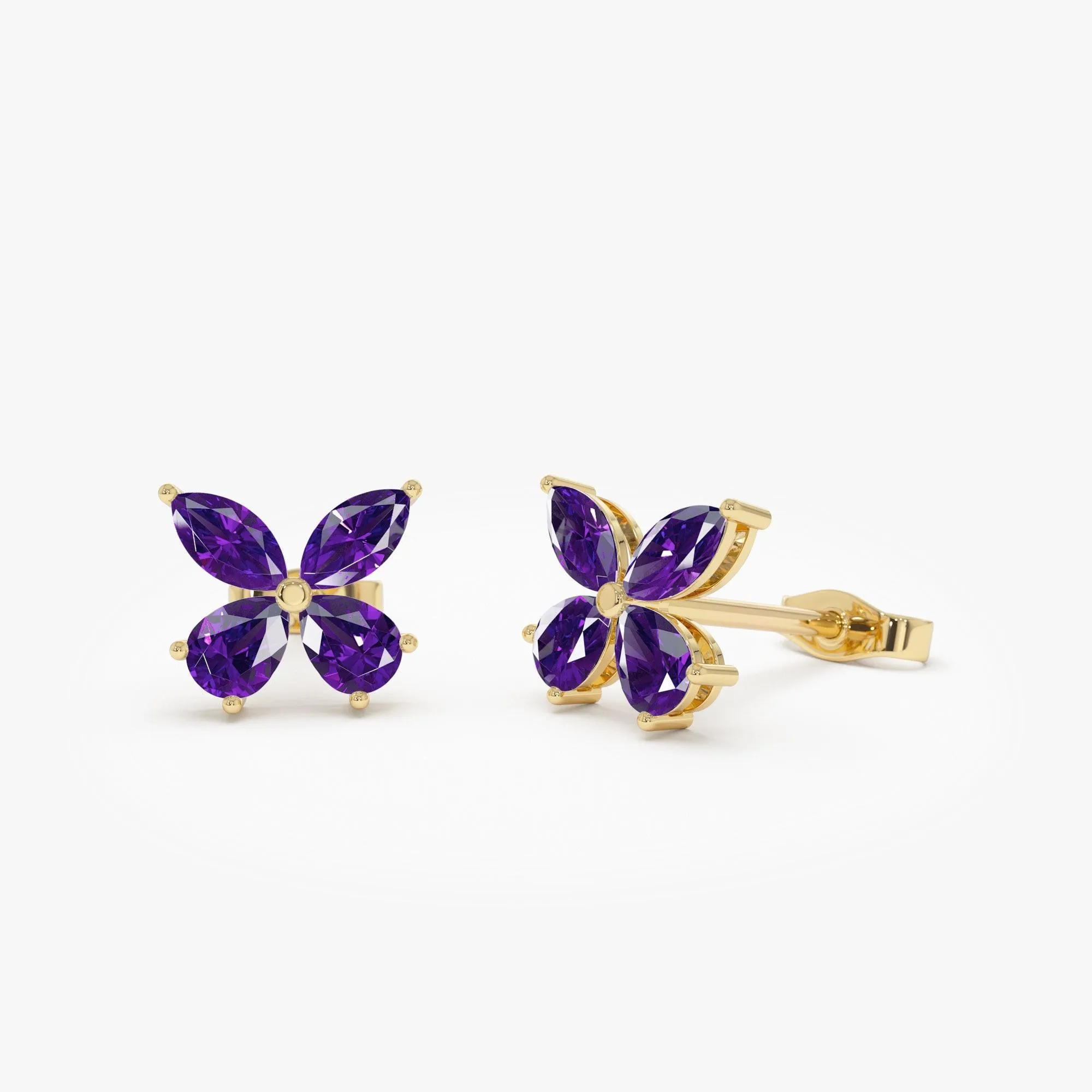 Amethyst Butterfly Stud Earrings