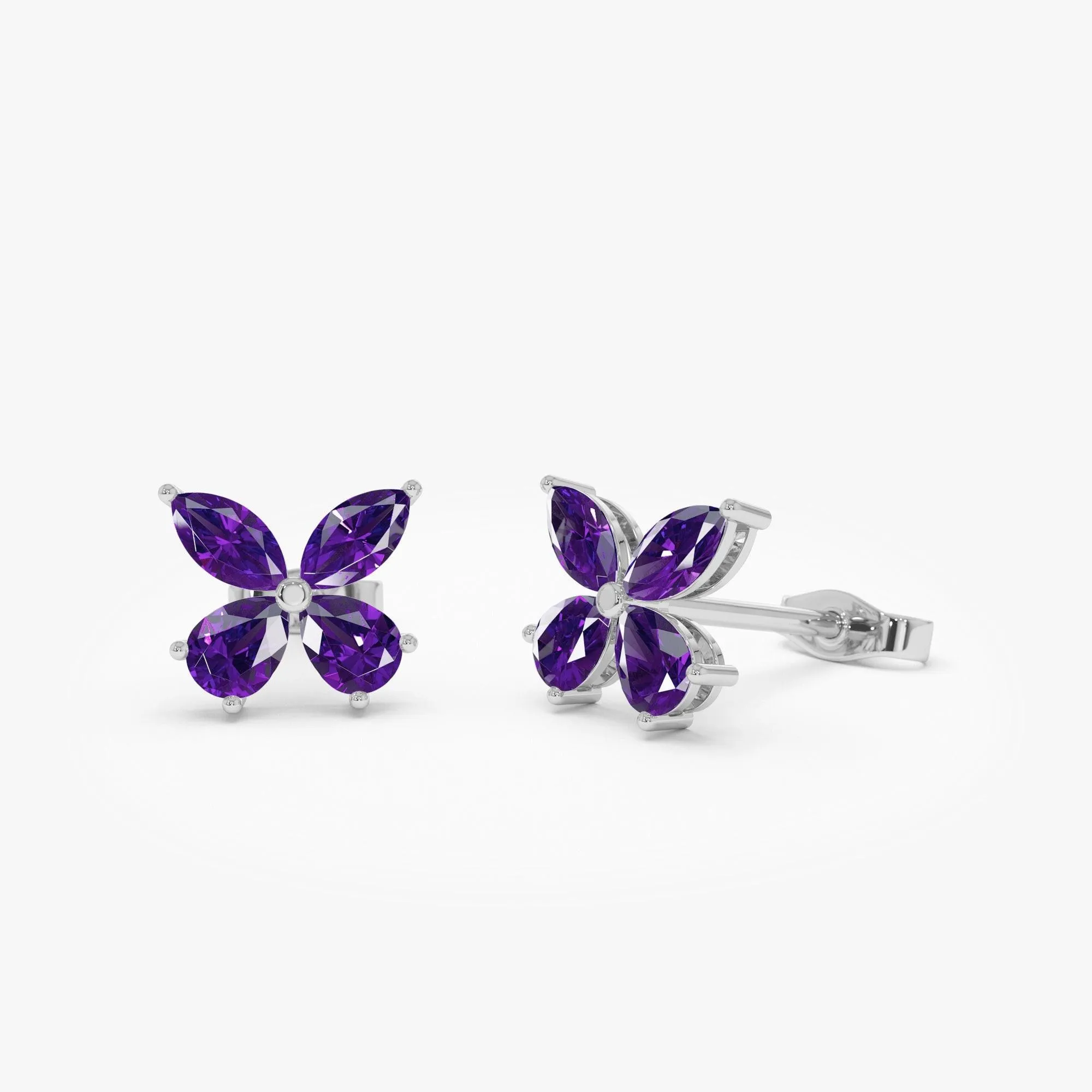 Amethyst Butterfly Stud Earrings - Image 3