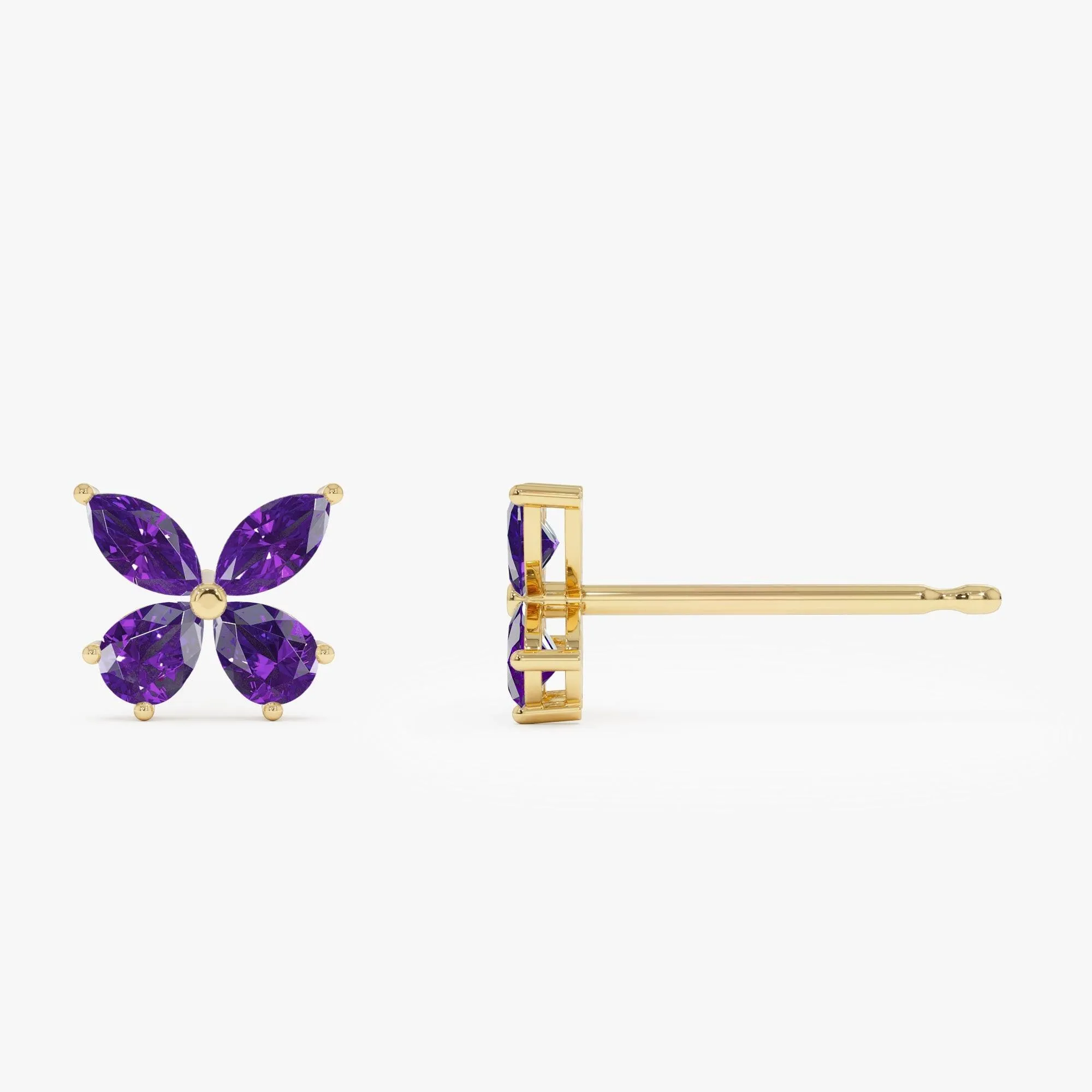 Amethyst Butterfly Stud Earrings - Image 2