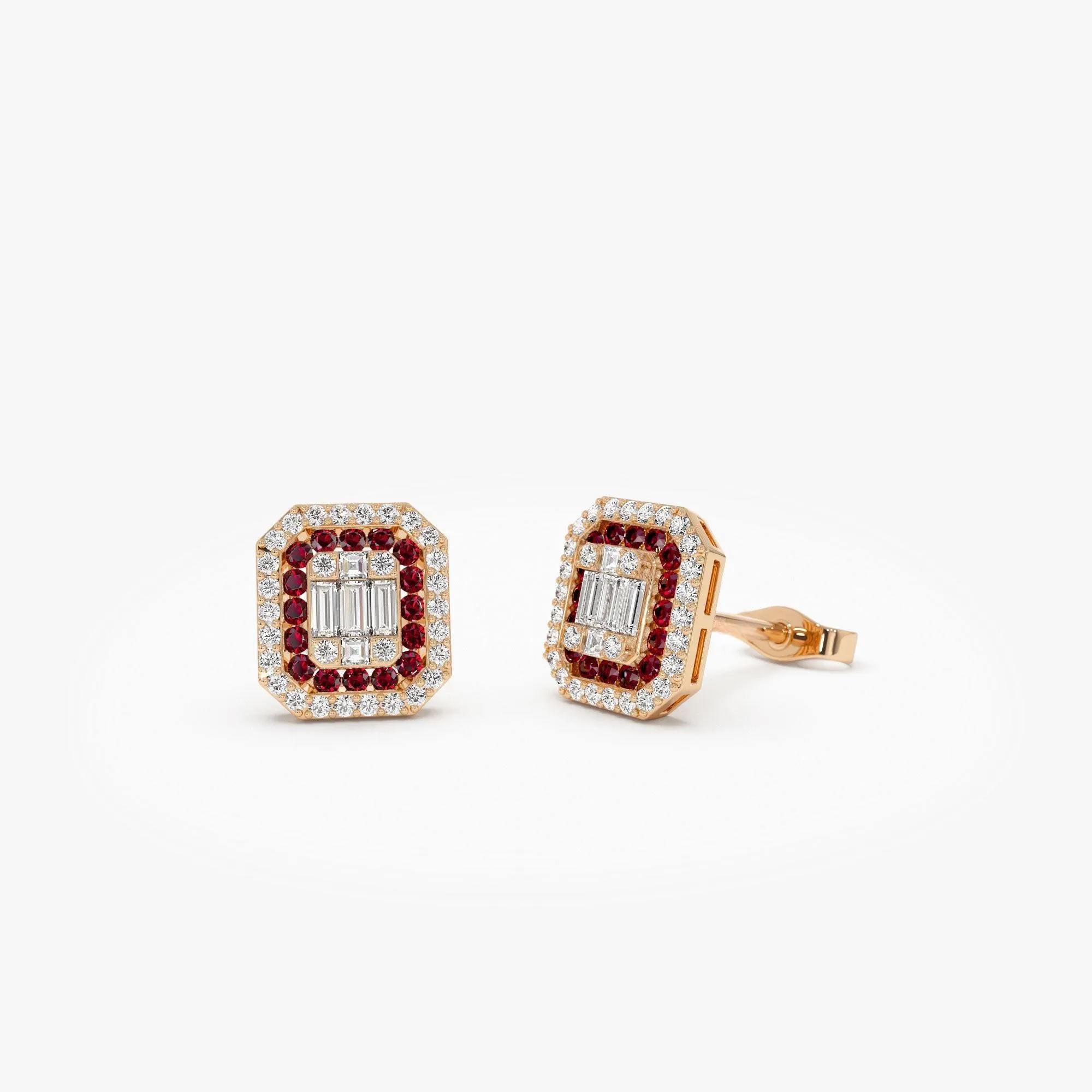 Baguette Cut Ruby Studs - Image 4