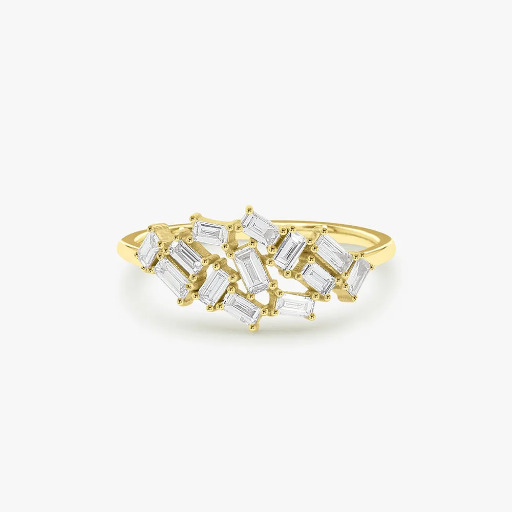 Baguette Diamond Cluster Ring