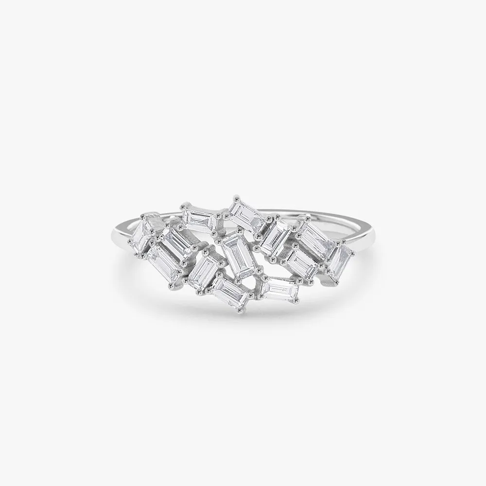 Baguette Diamond Cluster Ring - Image 2