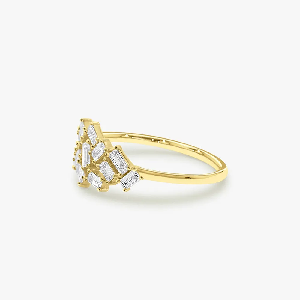 Baguette Diamond Cluster Ring - Image 3
