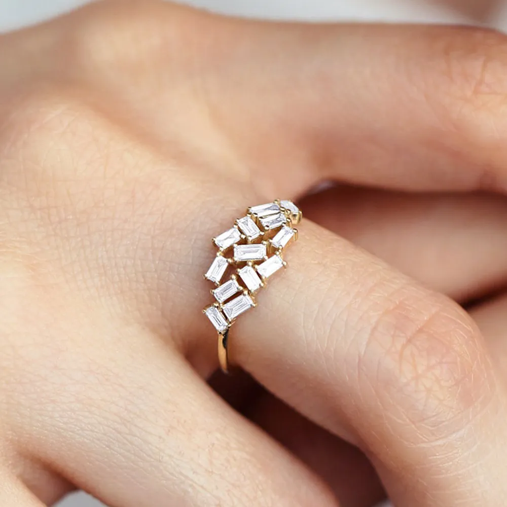 Baguette Diamond Cluster Ring - Image 4