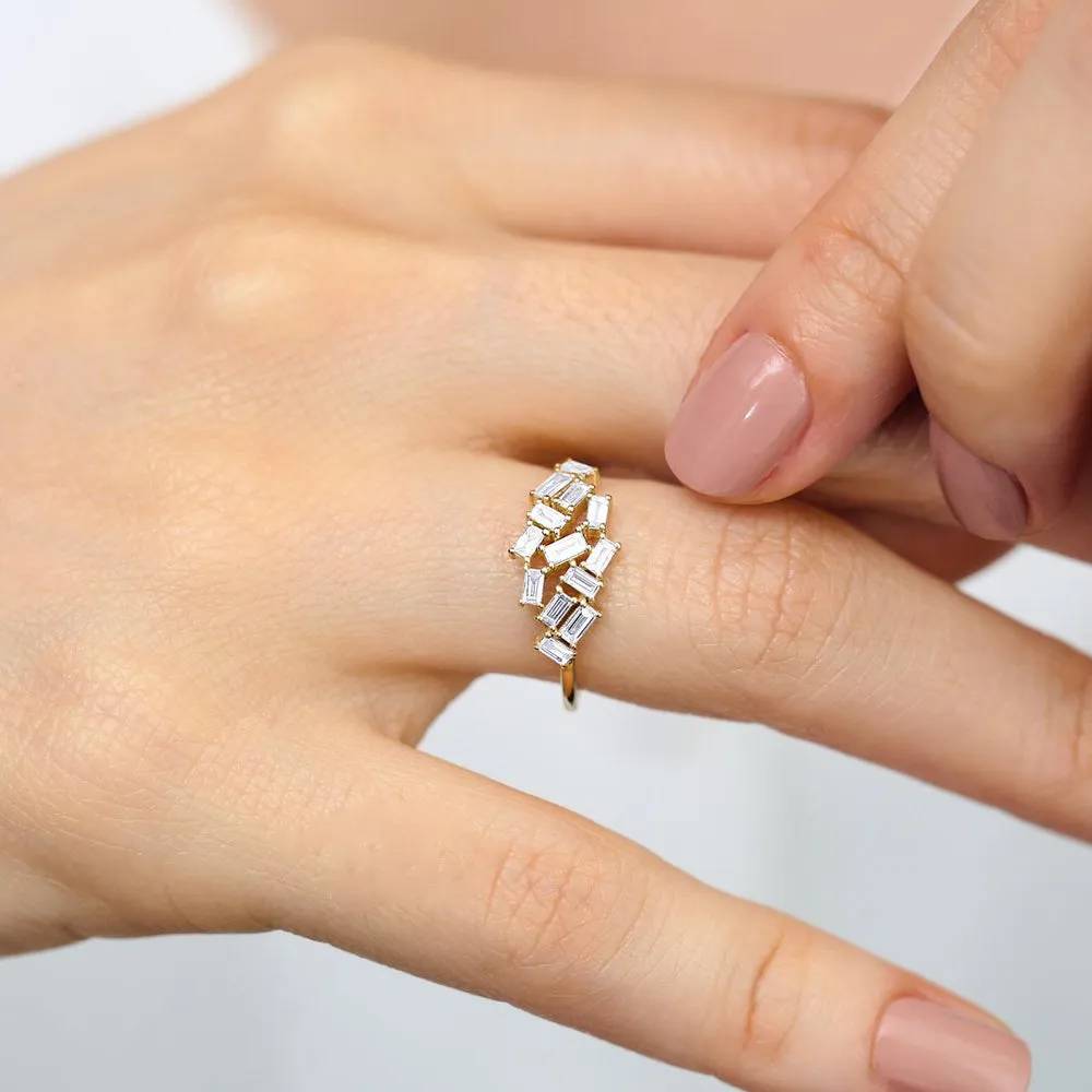 Baguette Diamond Cluster Ring - Image 5