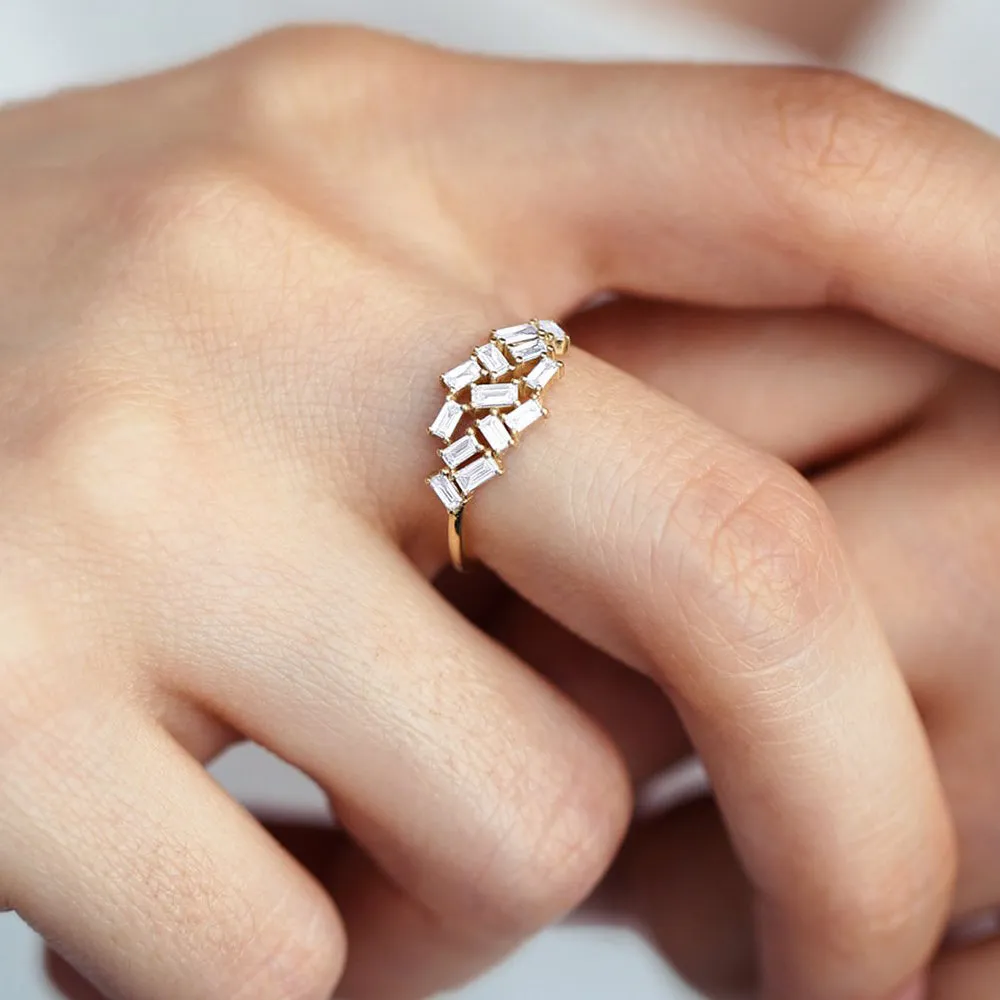 Baguette Diamond Cluster Ring - Image 6